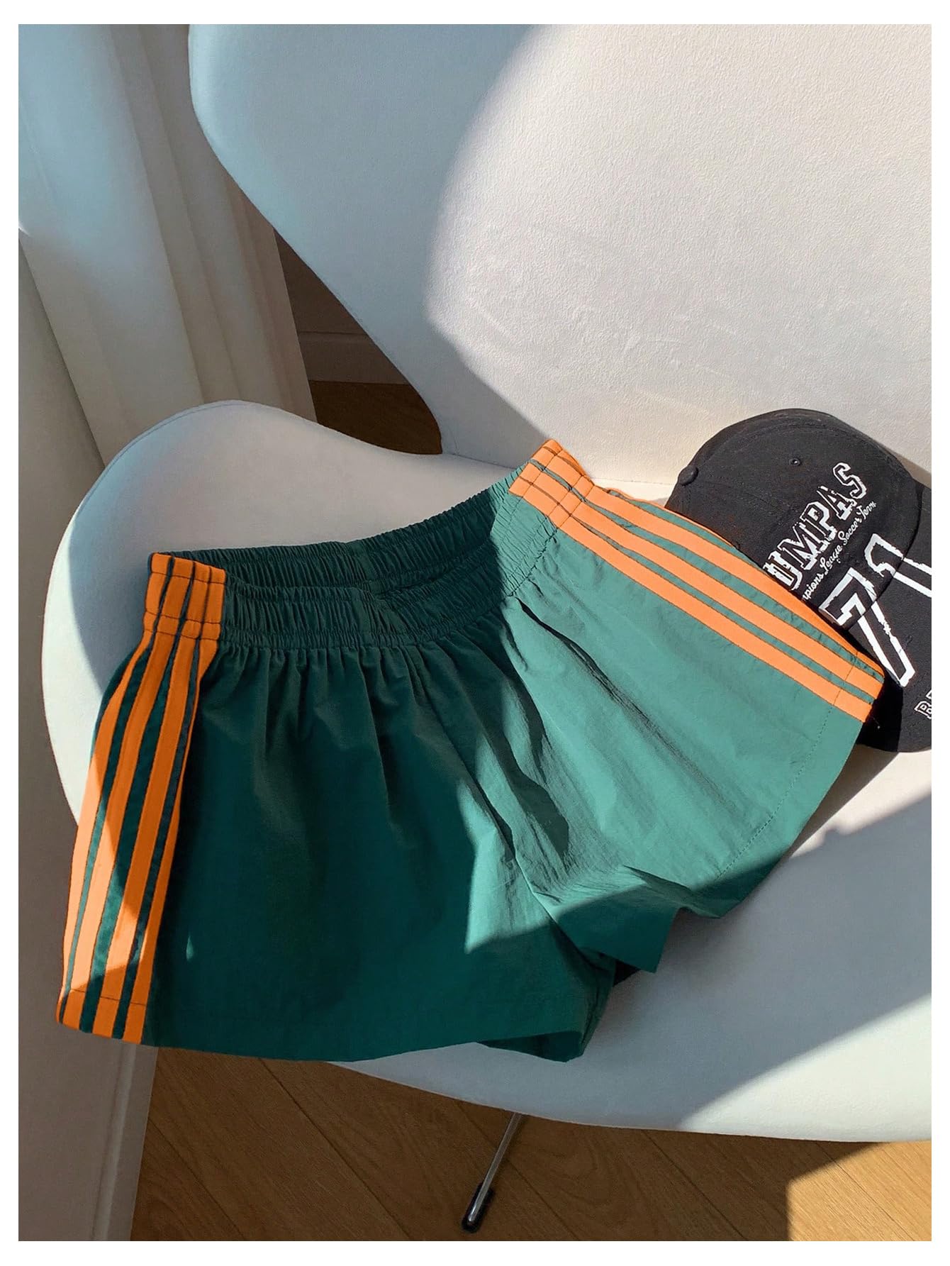 MakeMeChic Women's Striped Summer Shorts Workout Running Shorts Mini Micro Sweat Track Shorts Gym Athletic Wear