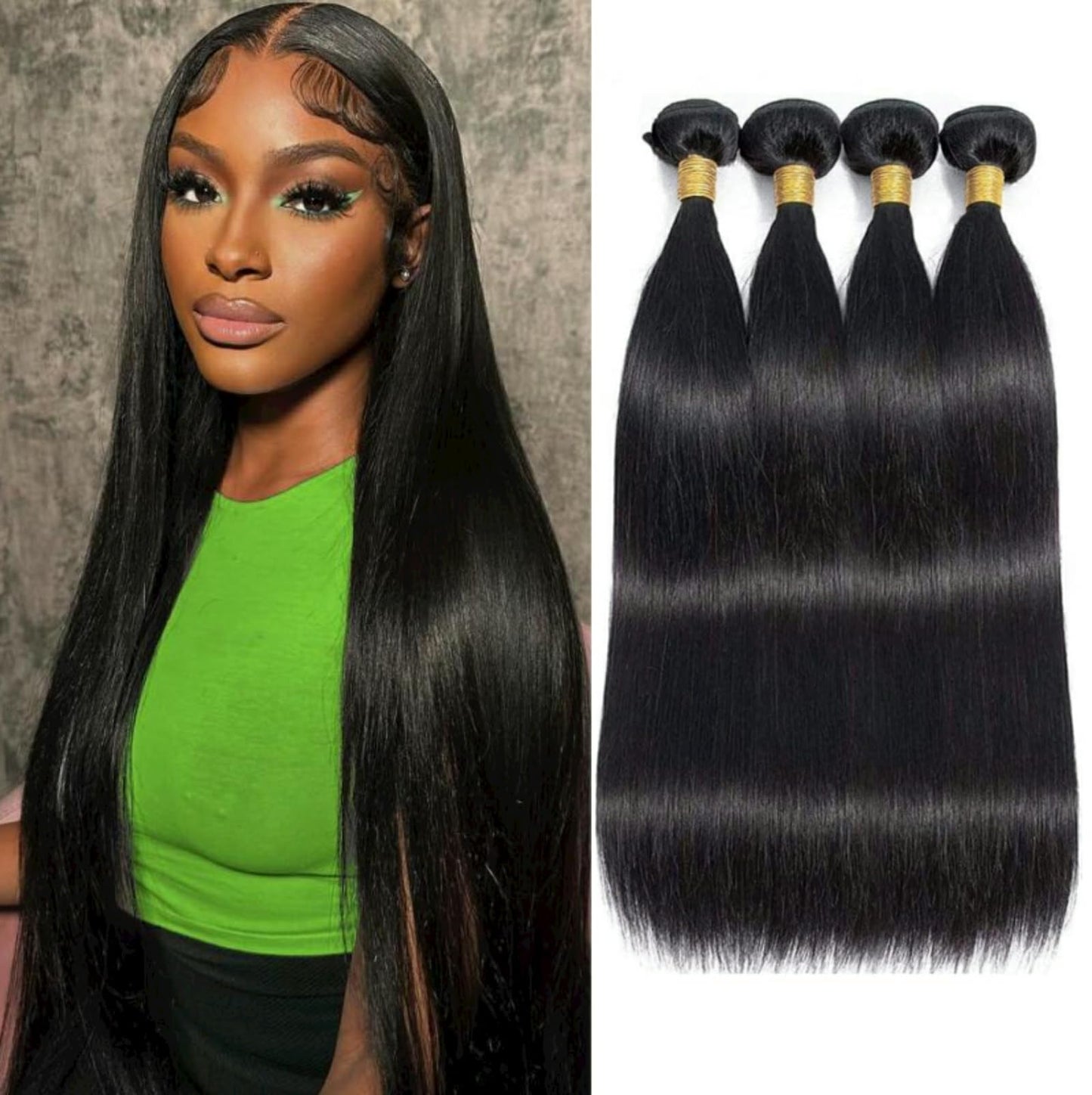 Straight 4 Bundles With Closure Human Hair 18 20 22 24+16 Inch 100% Unprocessed Black Brazilian Hair Extensions Pre Plucked With Baby Hair 4X4 HD Lace Closure