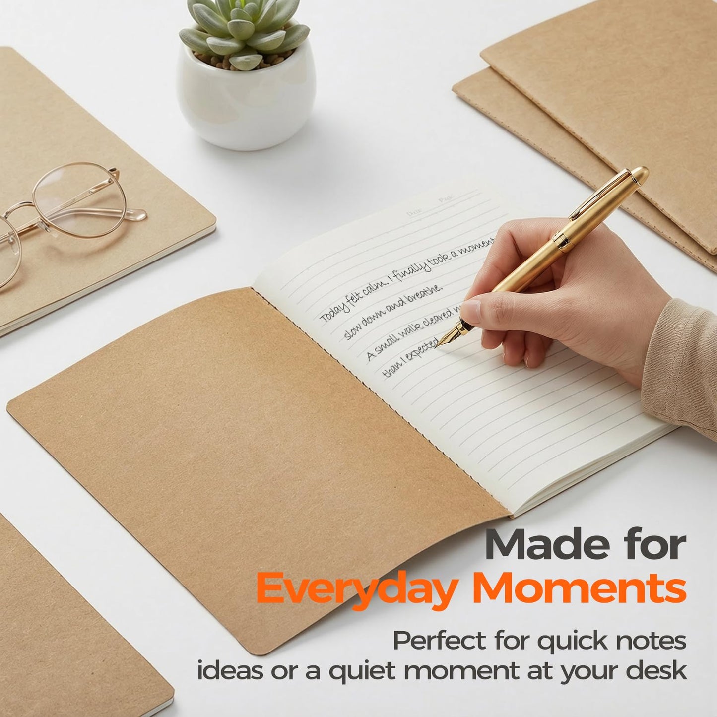 50 Pack Kraft Notebooks Bulk A5, 60 Pages Lined Ruled Journals, 8.3x5.5 Inches, Natural Kraft Cover Composition Notebooks for School Office Students Artists