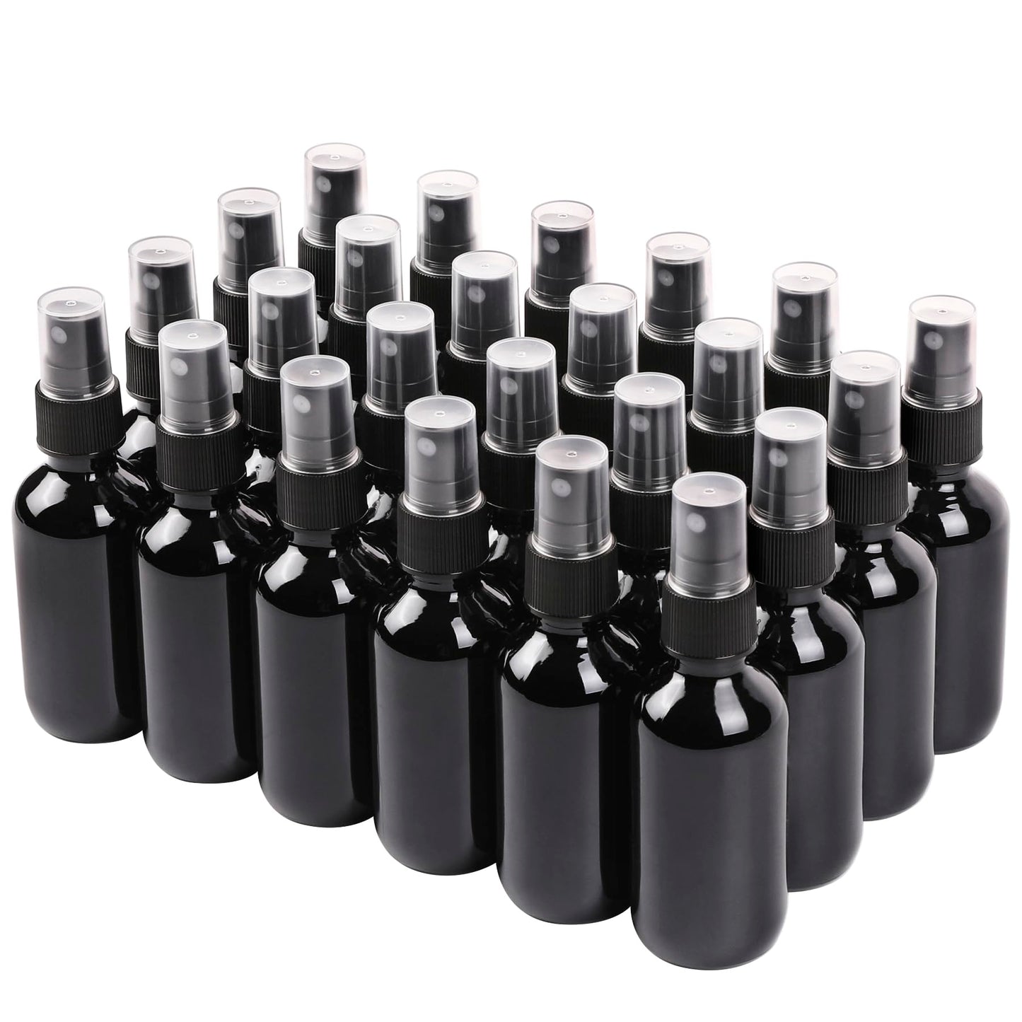 NOOEEISS Amber Glass Small Spray Bottle 2 oz 24 Packs,Fine Mist Sprayer Small Clear Bottles,Refillable Containers mini spray bottles for Cleaning Solutions and Skin Care (Amber 24pcs)