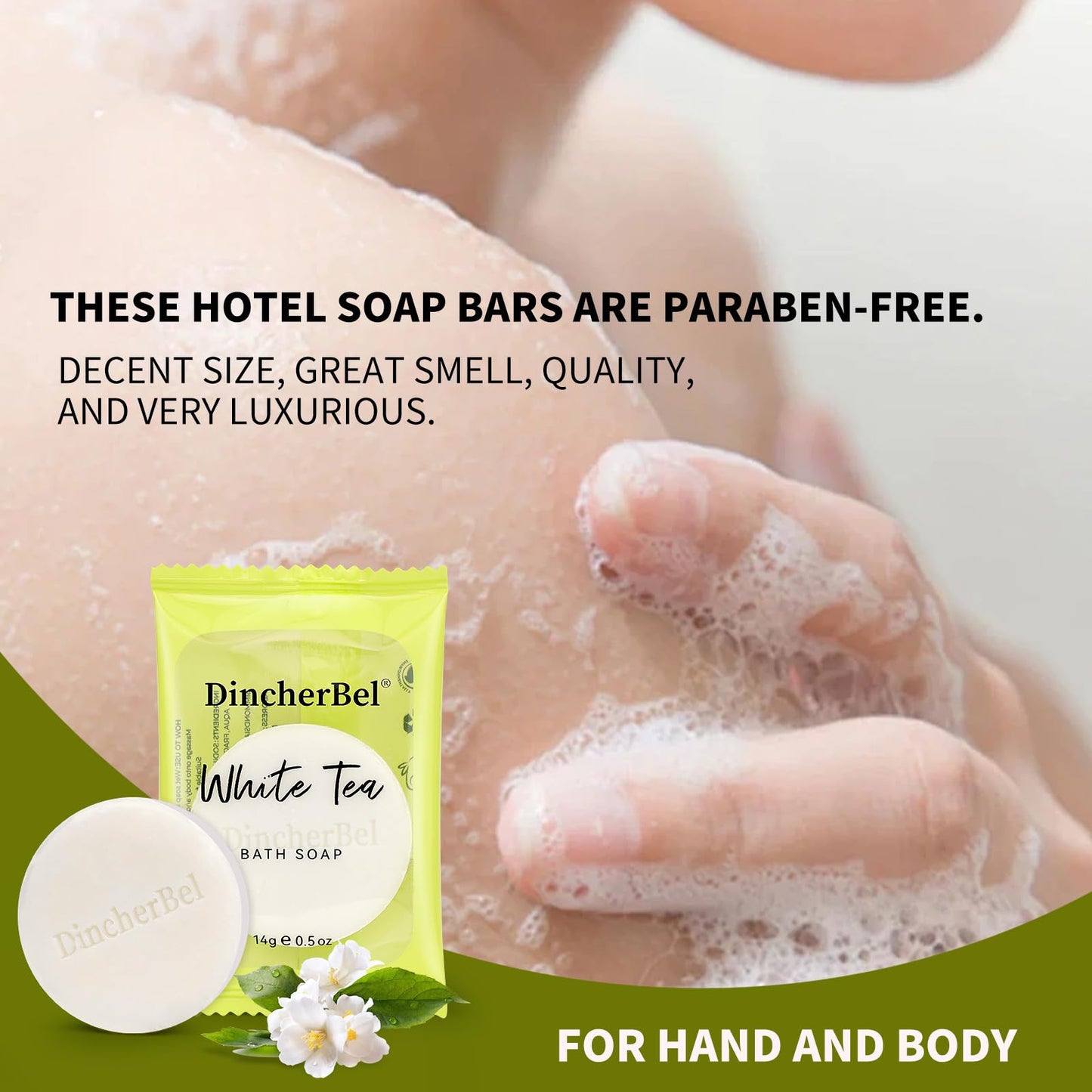 DincherBel 200 Pack 0.5oz Small Soap, Mini Rectangles Cleansing Bars Soap Bulk Travel Size, Individually Wrapped Toiletries Amenities for Hotel, Airbnb, Shelter, Camping and Travel