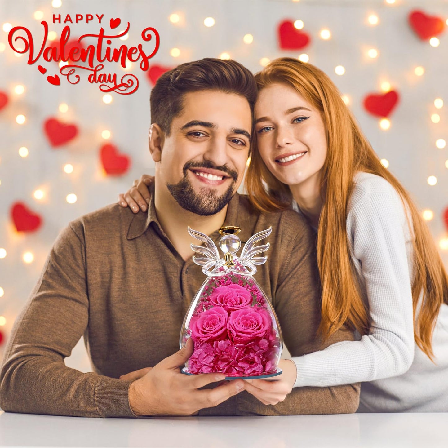 Beferr Mothers Day Mom Birthday Gifts for Women, Fresh Flowers for Delivery Forever Preserved Rose in Glass Angel Figurine, Anniversary Christian Real Rose for Grandma Nana Wife Mum from Daughter Son