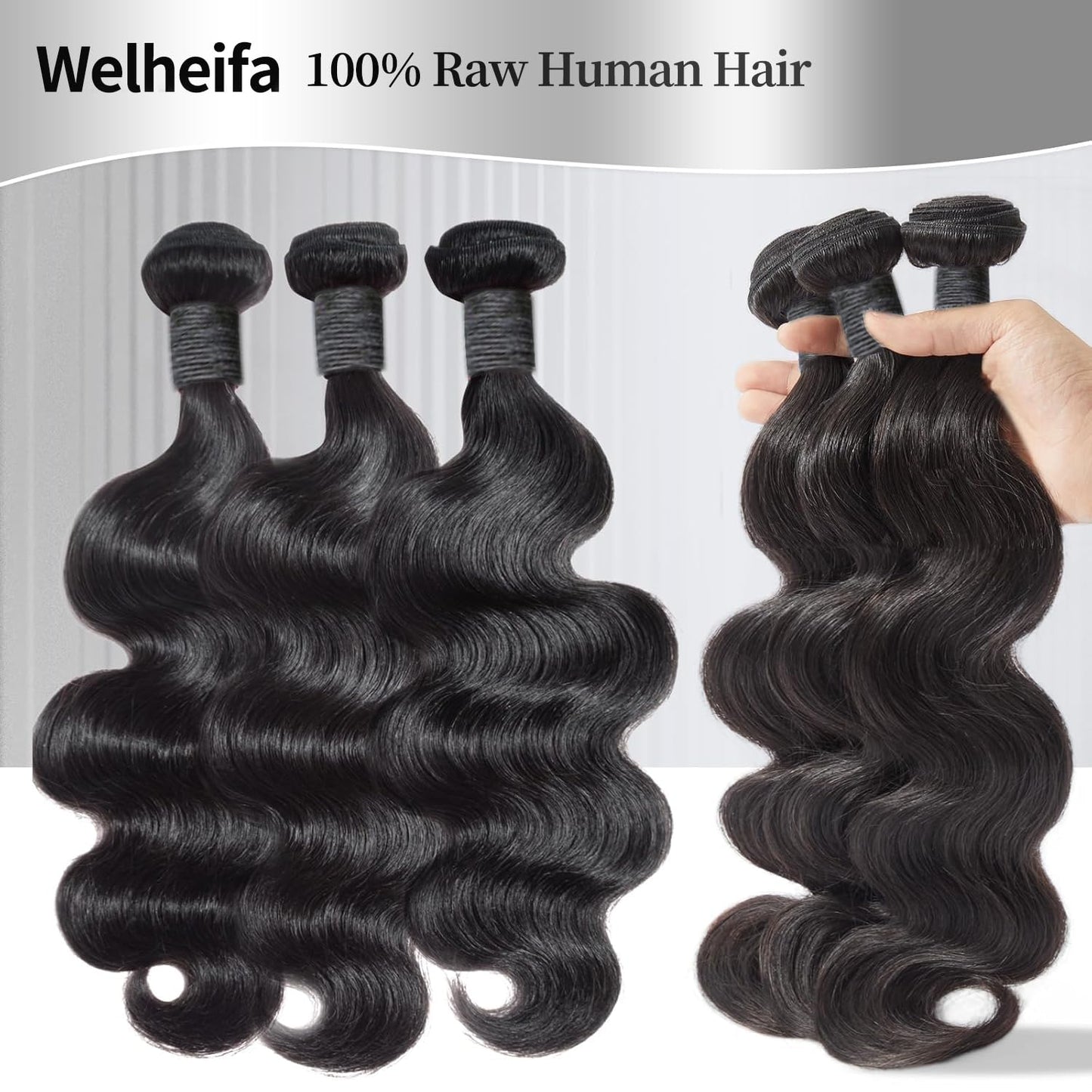 15A Body Wave Bundles Human Hair 16 18 20 Inch 100% Unprocessed Virgin Brazilian 3 Body Wave Bundles Human Hair 300g Human Hair Bundles Hair Extensions Natural Color(16 18 20 Inch)