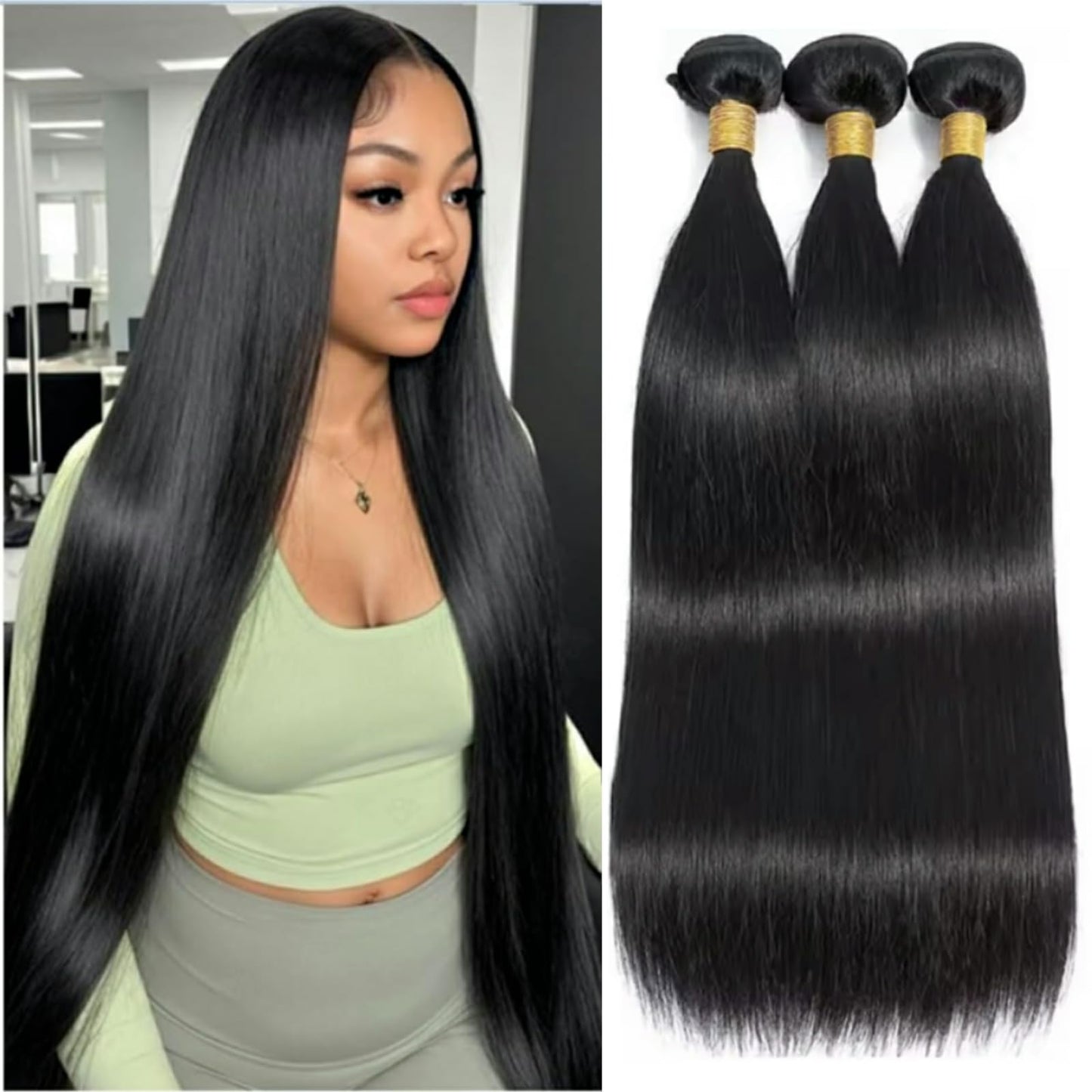 Straight 4 Bundles With Closure Human Hair 18 20 22 24+16 Inch 100% Unprocessed Black Brazilian Hair Extensions Pre Plucked With Baby Hair 4X4 HD Lace Closure
