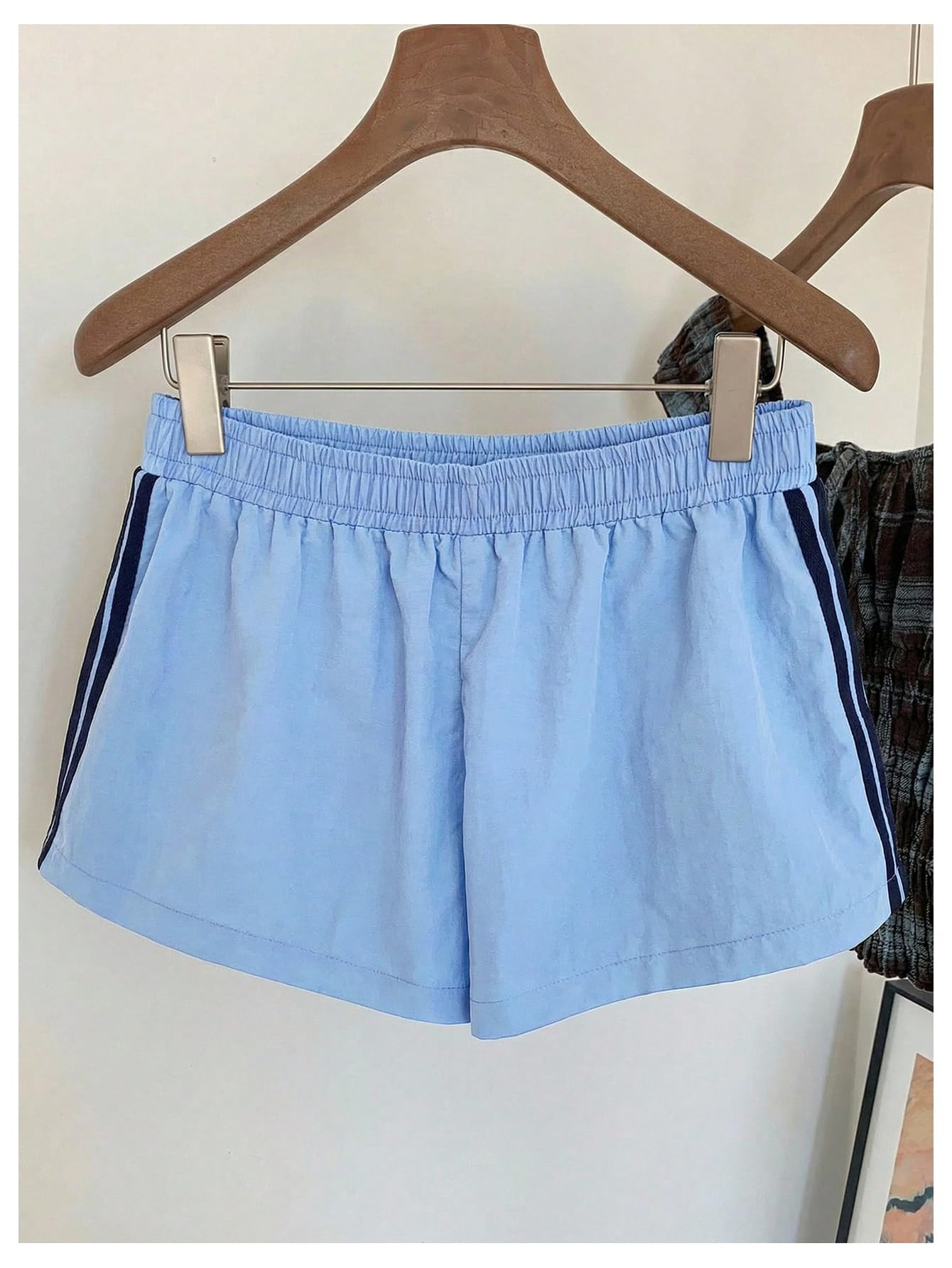 MakeMeChic Women's Striped Summer Shorts Workout Running Shorts Mini Micro Sweat Track Shorts Gym Athletic Wear
