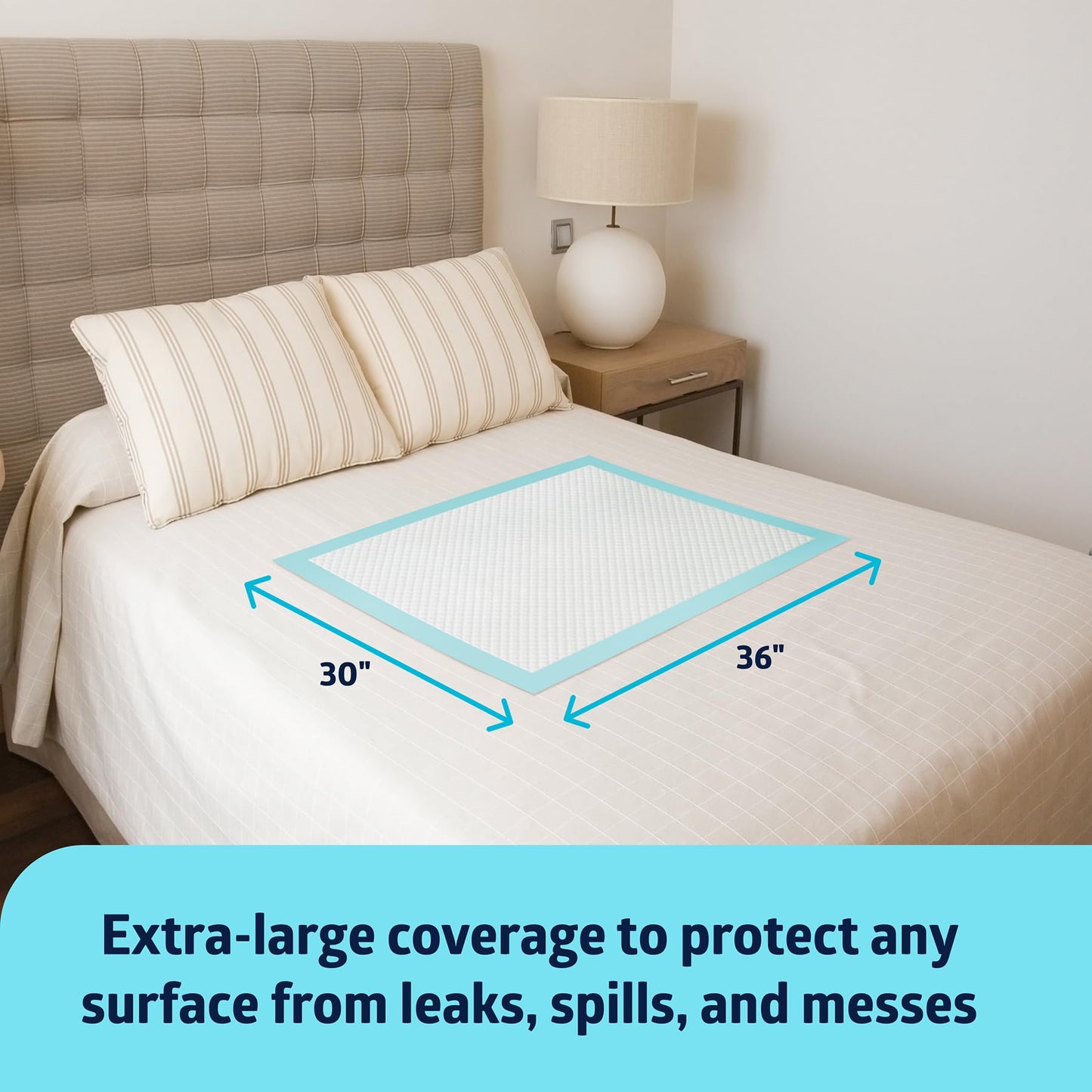 Medline Super Absorbent Underpad, 36" x 36", 50 Count, Extra Large Disposable Incontinence Pads, Protective Bed Pads, Chucks, For Kids, Adults, Elderly, Furniture & Surface Protection Pee Pad