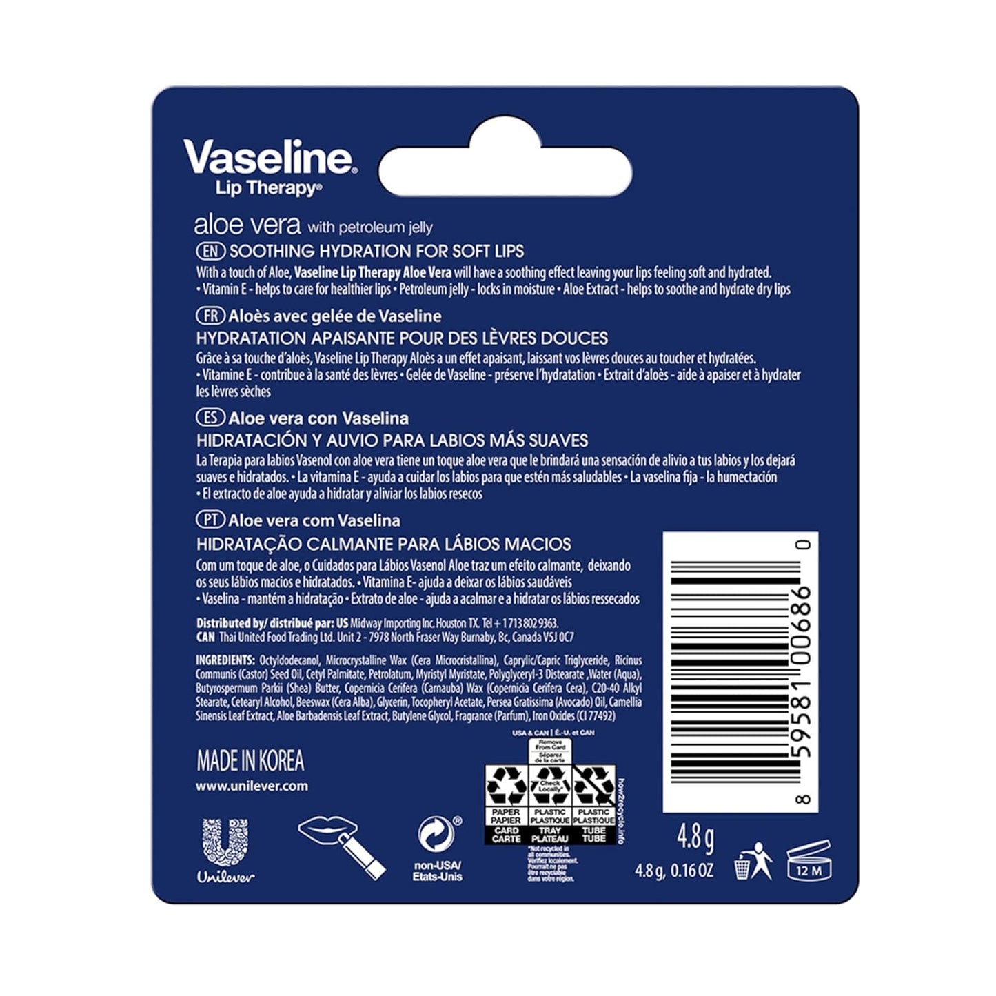 Vaseline Lip Rosy, Fast-Acting Nourishment, Ideal for Chapped, Dry, Cracked, or Damaged Lips, Lip Balm,12 Sticks, 1 Box