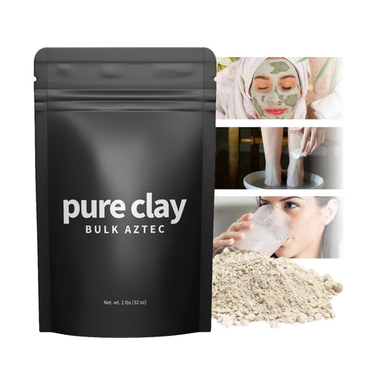 Pure Clay Detox | Therapeutic Grade Calcium Bentonite Clay Powder | GRAS-Affirmed | Indian Healing Face Mask | Deep Pore Cleansing | Body Wrap Hair Mask Bath | Ultra Fine | 16 oz | Acne Oily Skin Foot