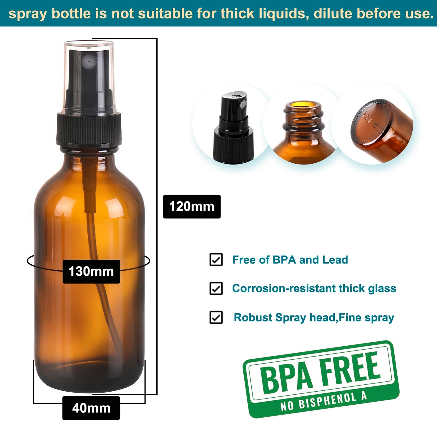 NOOEEISS Amber Glass Small Spray Bottle 2 oz 24 Packs,Fine Mist Sprayer Small Clear Bottles,Refillable Containers mini spray bottles for Cleaning Solutions and Skin Care (Amber 24pcs)