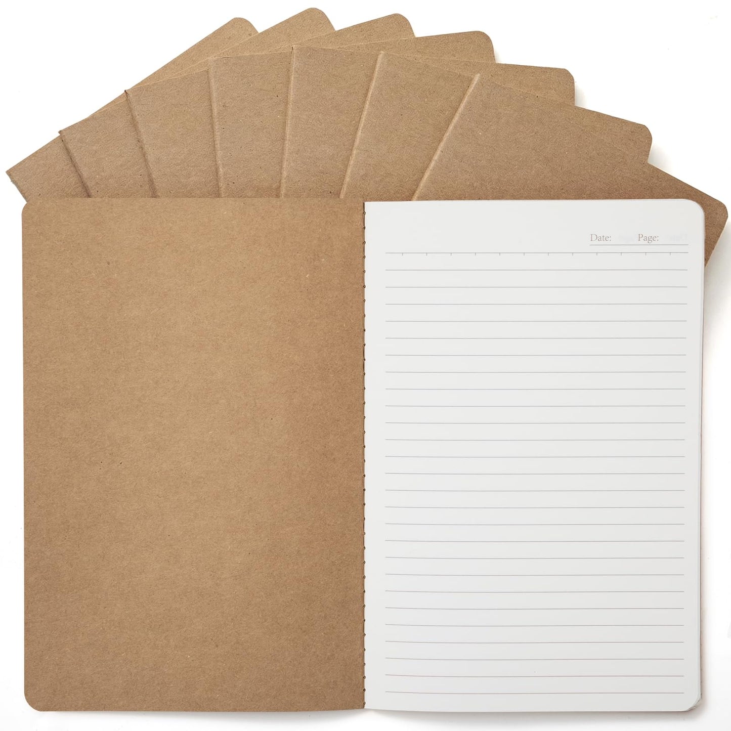 50 Pack Kraft Notebooks Bulk A5, 60 Pages Lined Ruled Journals, 8.3x5.5 Inches, Natural Kraft Cover Composition Notebooks for School Office Students Artists