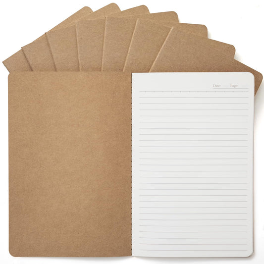 50 Pack Kraft Notebooks Bulk A5, 60 Pages Lined Ruled Journals, 8.3x5.5 Inches, Natural Kraft Cover Composition Notebooks for School Office Students Artists