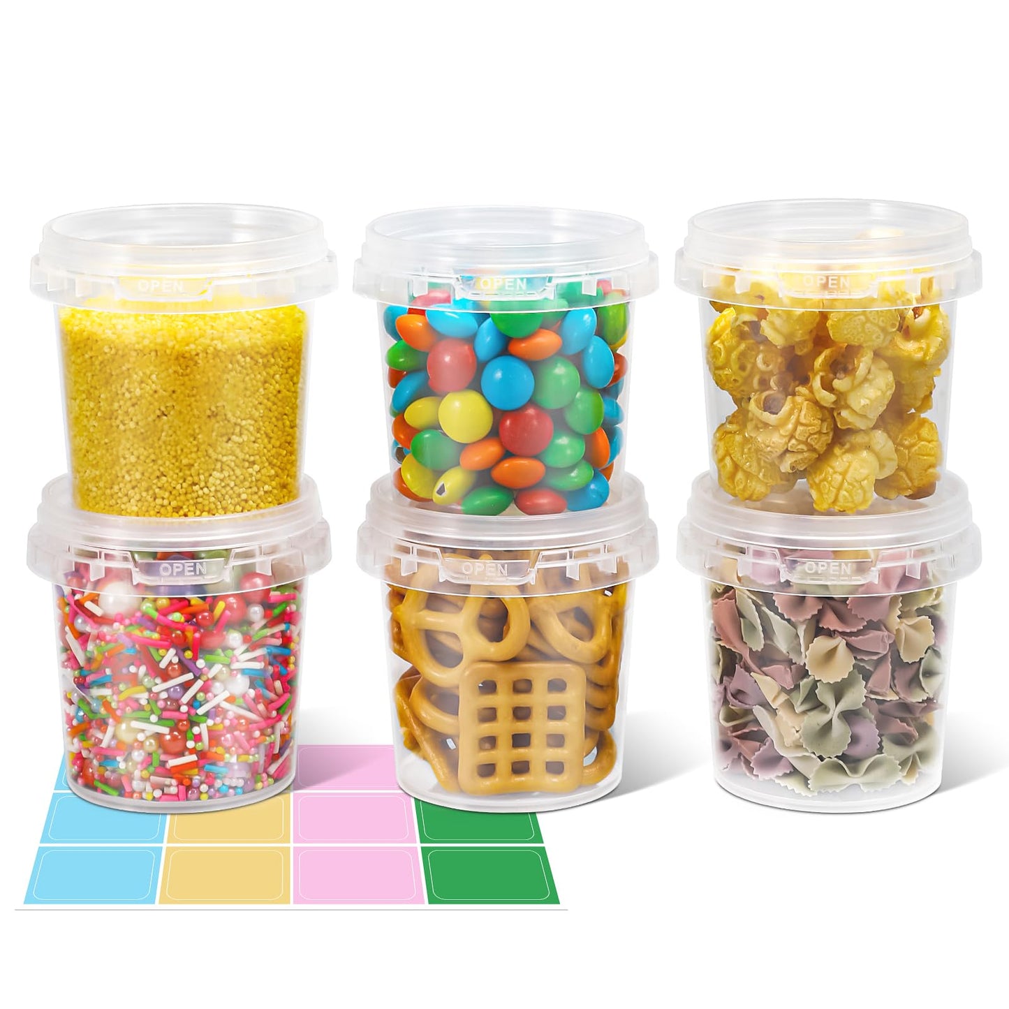 Airtight Clear Plastic Bucket with Lid, Ice Buckets for Parties, Reusable Ice Cream Tub with Handle, Food Storage Container, Food Grade Freezer and Microwave Safe for Sauce, Soup (16 OZ/500 ML)