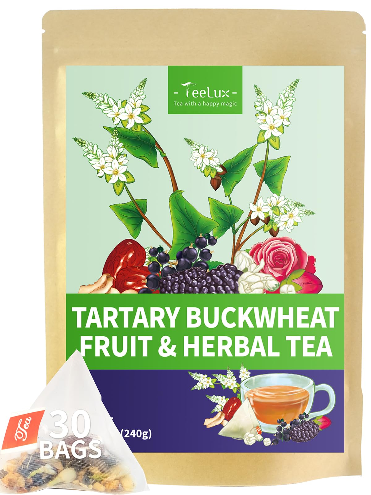 TeeLux Chamomile Tea Bags, 1.5g/bag, Pure Natural Chamomile Flowers Herbal Tea, Caffeine Free, 100 Count