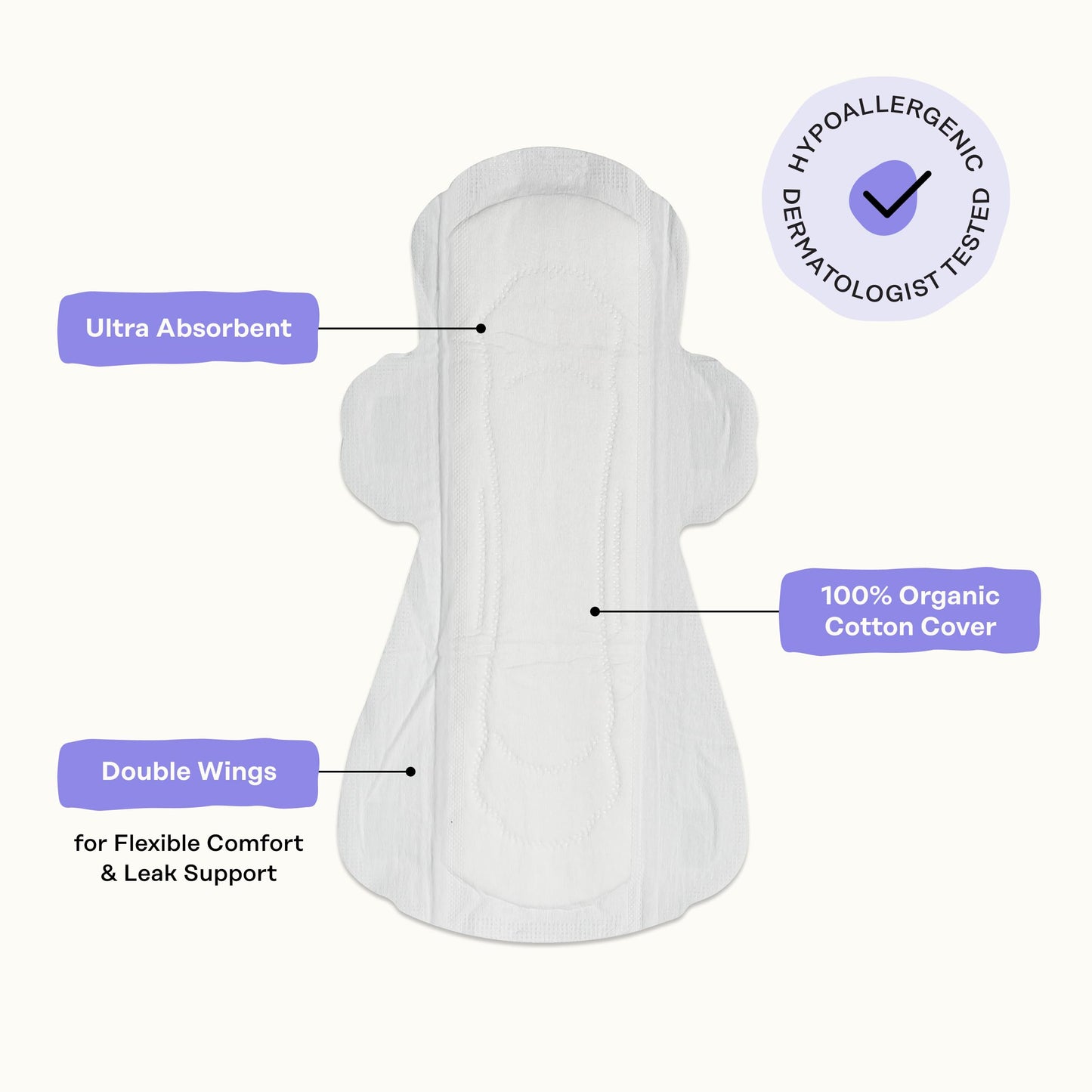 Honey Pot - Calming Herbal Super Sanitary Pads for Women - 100% Organic Cotton Top Sheet - Feminine Care - Non Cooling - Calming Herbs of Lavender, Ashwagandha, & Lemon Balm - 16ct