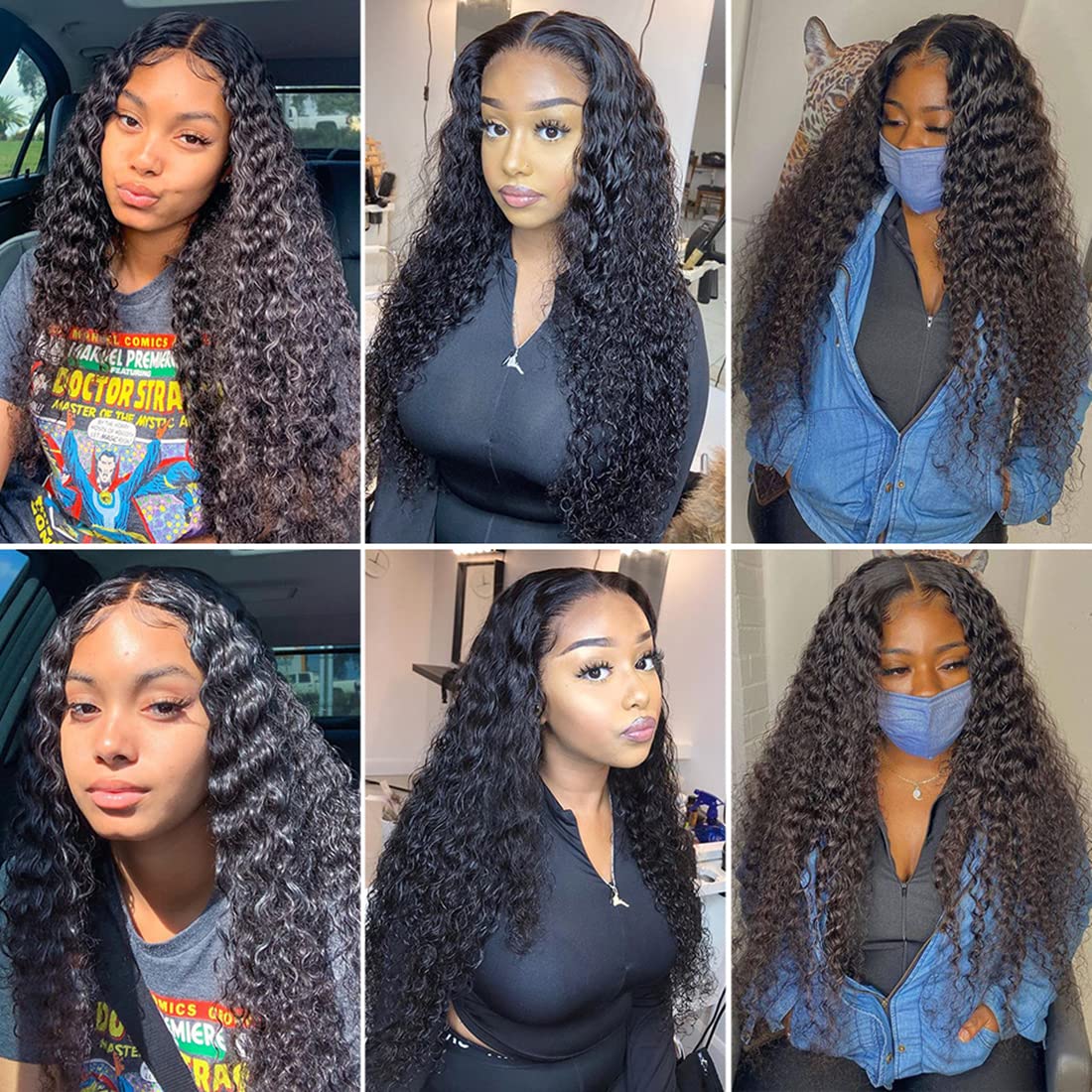 Closure with Bundles (16 18 20 22+14 Closure) Free Part Deep Wave 4 Bundles with 4x4 Lace Closure 100% Unprocessed Brazilian Virgin Remy Hair Curly Bundles Hair Extension Double Weft Natural Color