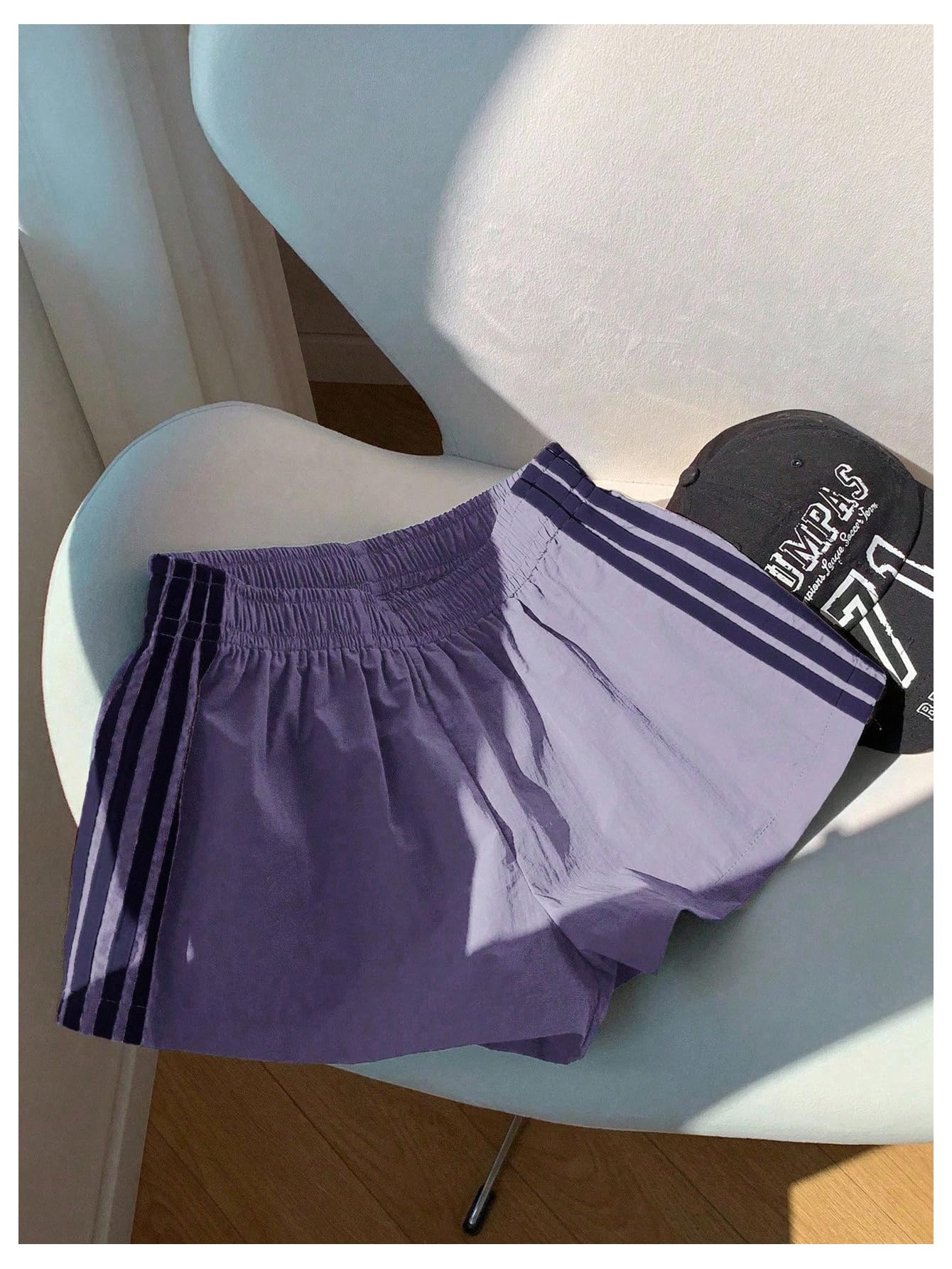 MakeMeChic Women's Striped Summer Shorts Workout Running Shorts Mini Micro Sweat Track Shorts Gym Athletic Wear