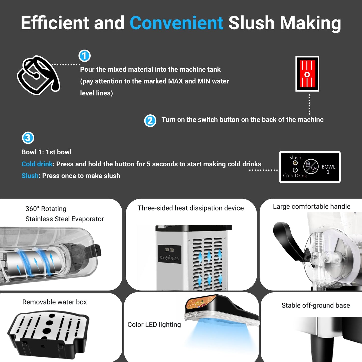 12Lx 3 Tanks Slushy Machine Commercial, Triple Tank Industrial Slushie & Margarita Machine, Large Frozen Drinks Machine to Make Frozen Cocktail, Slush and More for Bar, Restaurant, Party, Event