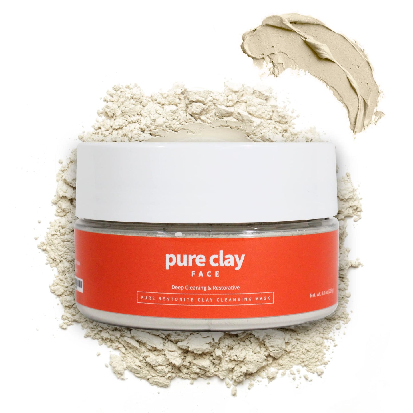 Pure Clay Detox | Therapeutic Grade Calcium Bentonite Clay Powder | GRAS-Affirmed | Indian Healing Face Mask | Deep Pore Cleansing | Body Wrap Hair Mask Bath | Ultra Fine | 16 oz | Acne Oily Skin Foot