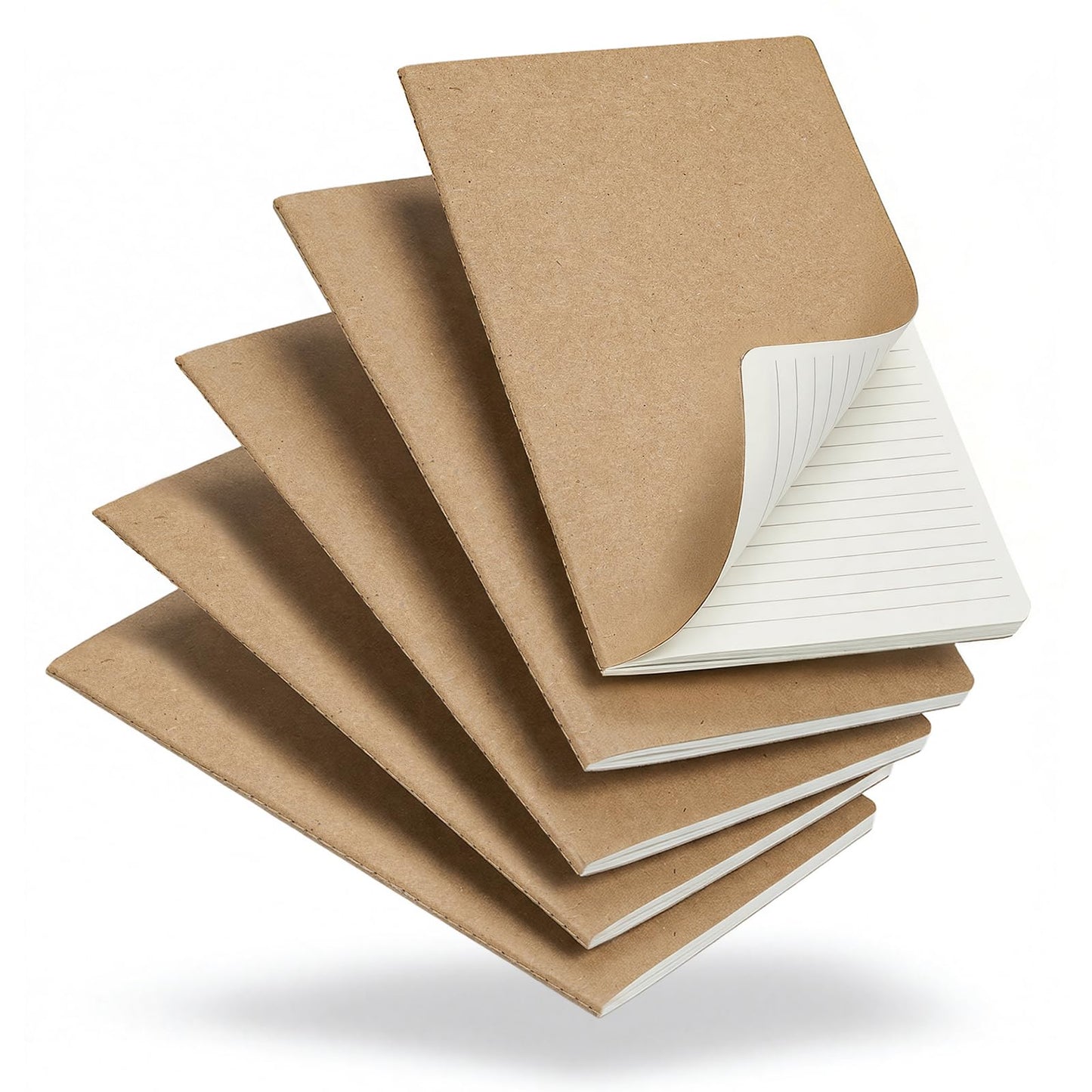50 Pack Kraft Notebooks Bulk A5, 60 Pages Lined Ruled Journals, 8.3x5.5 Inches, Natural Kraft Cover Composition Notebooks for School Office Students Artists