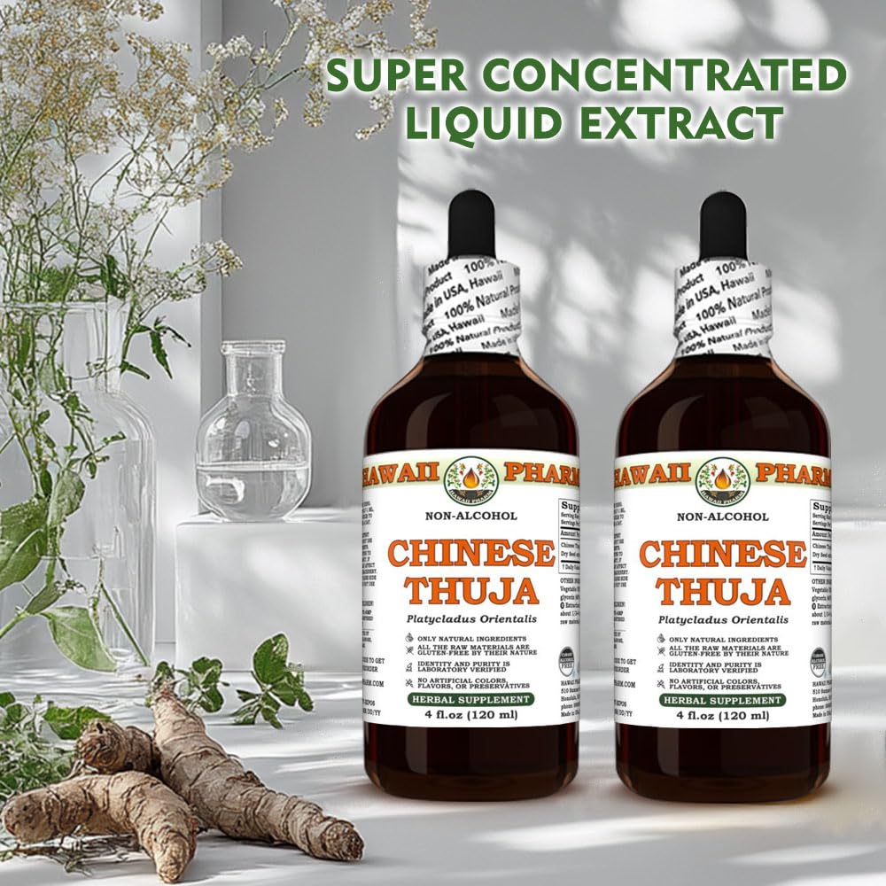 Chinese Thuja (Platycladus Orientalis) Dry Seed Glycerite, Made in Hawaii, All Natural, Vegan, Lab Tested Alcohol-Free Liquid Extract - 2 fl.oz