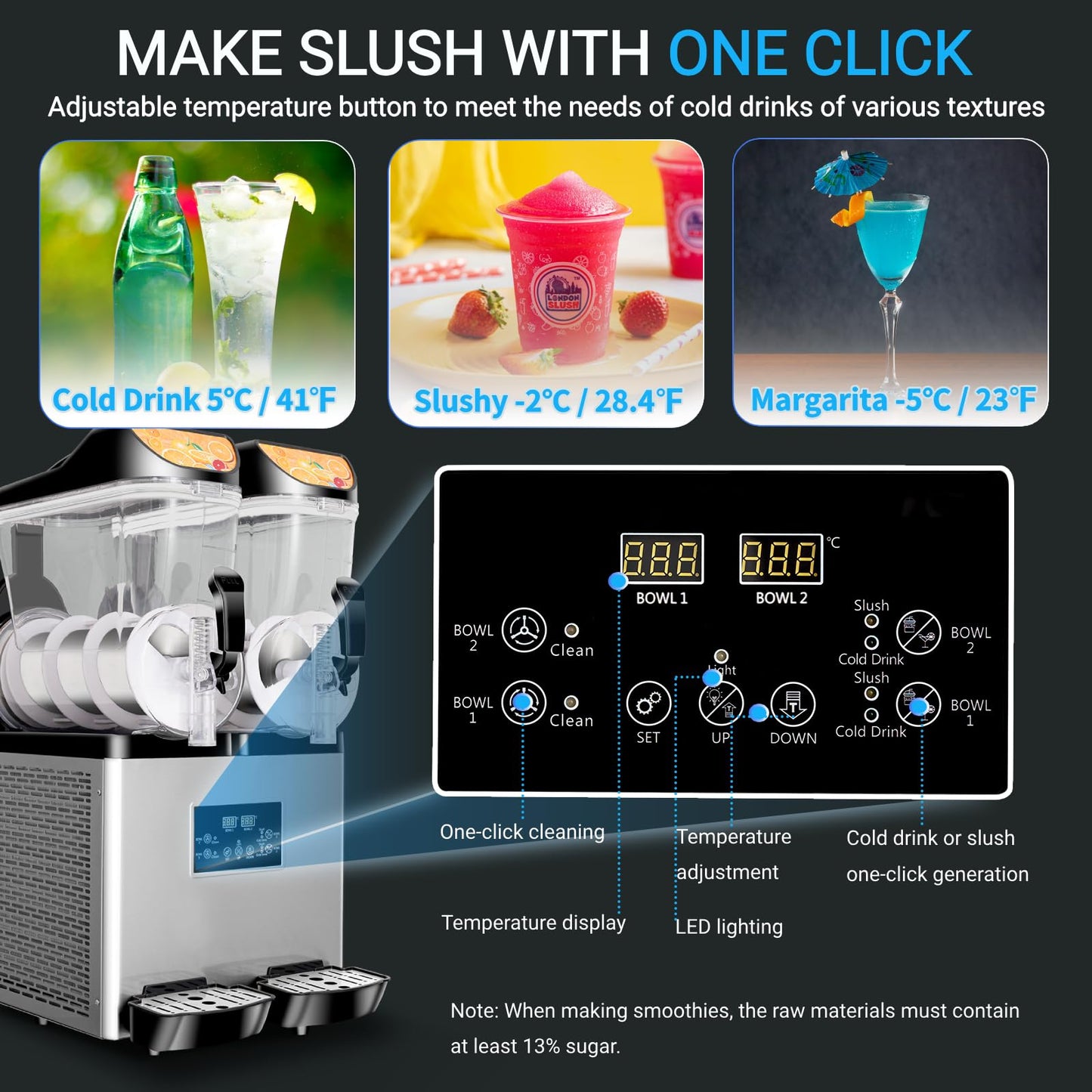 12Lx 3 Tanks Slushy Machine Commercial, Triple Tank Industrial Slushie & Margarita Machine, Large Frozen Drinks Machine to Make Frozen Cocktail, Slush and More for Bar, Restaurant, Party, Event