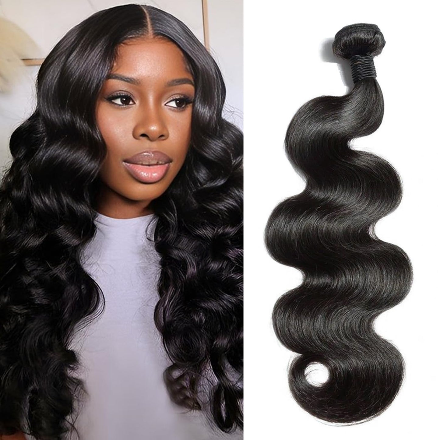 15A Body Wave Bundles Human Hair 16 18 20 Inch 100% Unprocessed Virgin Brazilian 3 Body Wave Bundles Human Hair 300g Human Hair Bundles Hair Extensions Natural Color(16 18 20 Inch)