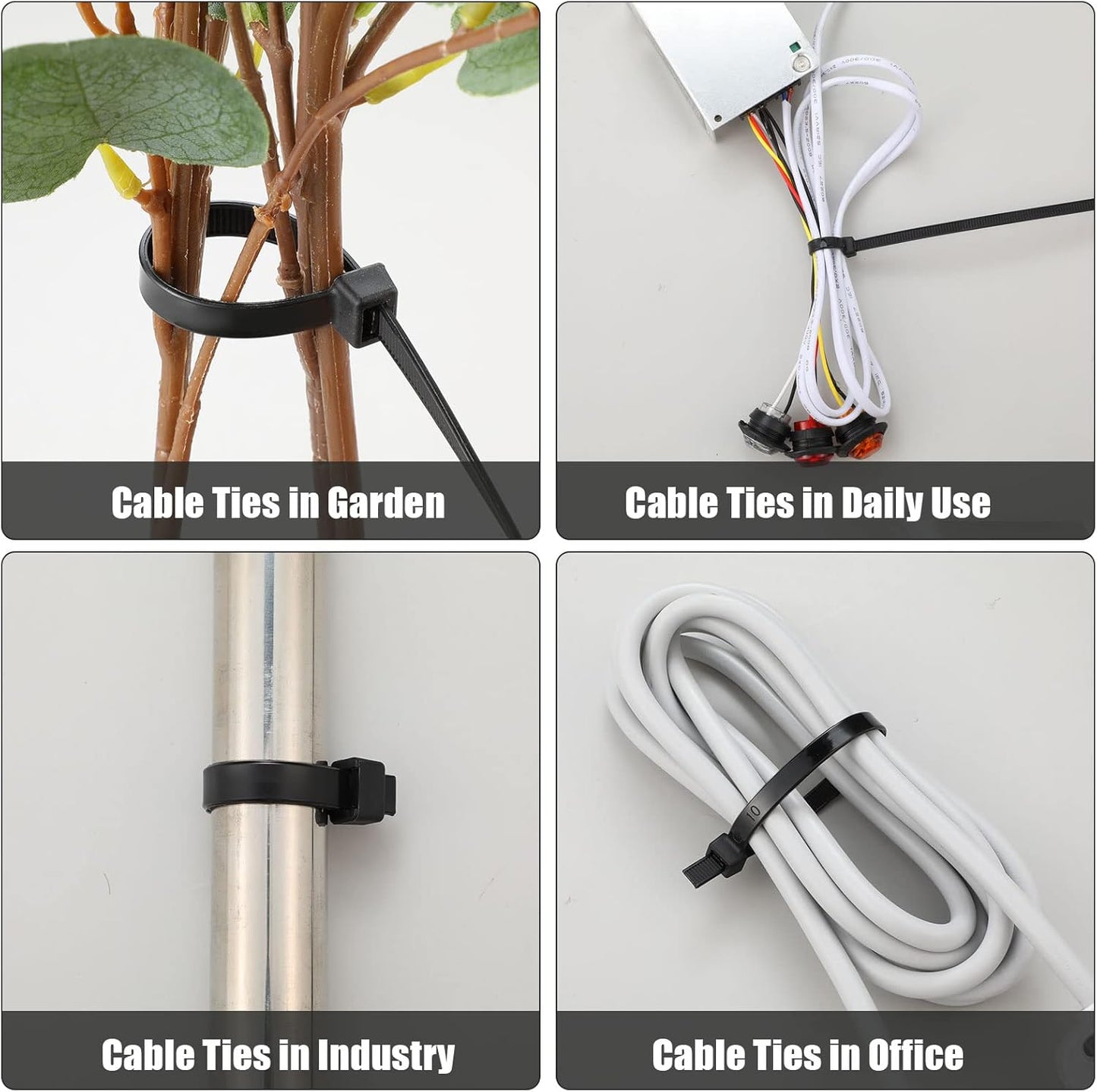 200 Pieces Large Cable Ties 24 Inch Heavy Duty Nylon Zip Ties with 175 Pounds Tensile Strength Self Locking UV Resistant for Indoor and Outdoor Use(Black)