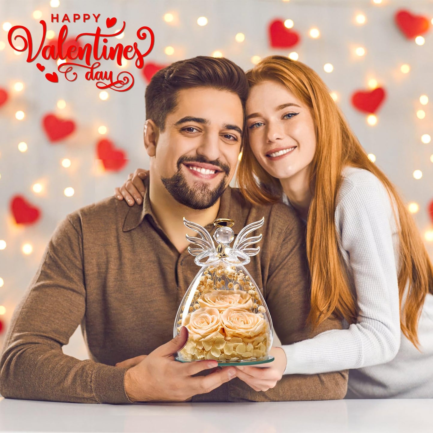 Beferr Mothers Day Mom Birthday Gifts for Women, Fresh Flowers for Delivery Forever Preserved Rose in Glass Angel Figurine, Anniversary Christian Real Rose for Grandma Nana Wife Mum from Daughter Son