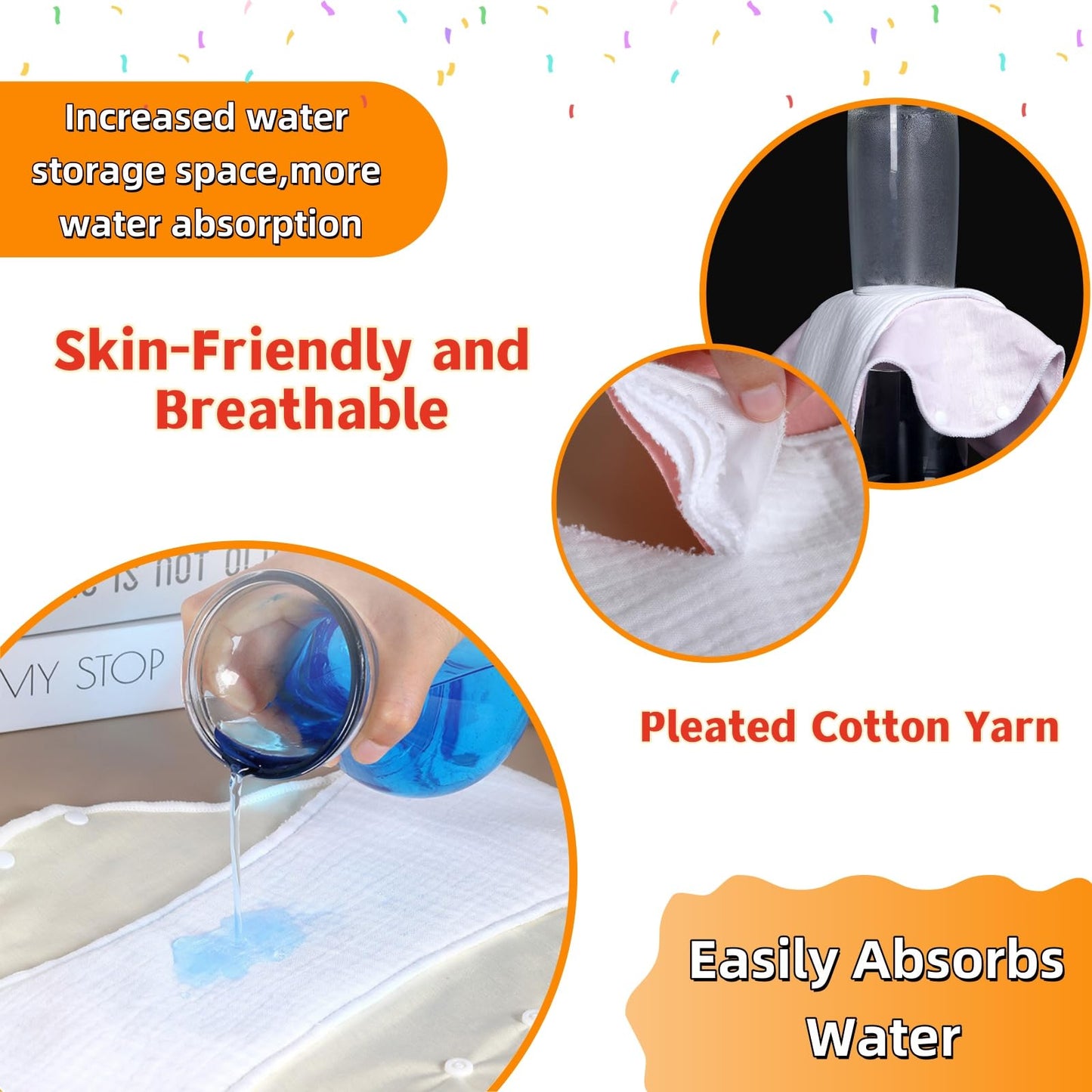 Washable Sanitary Napkins,Reusable Sanitary Pads,Heavy Incontinence Pads,Sanitary Napkin Set,7pcs/Set,Pack of 6+1 Storage Bag,Suitable for Heavy Menstrual Flow,Incontinence Patients