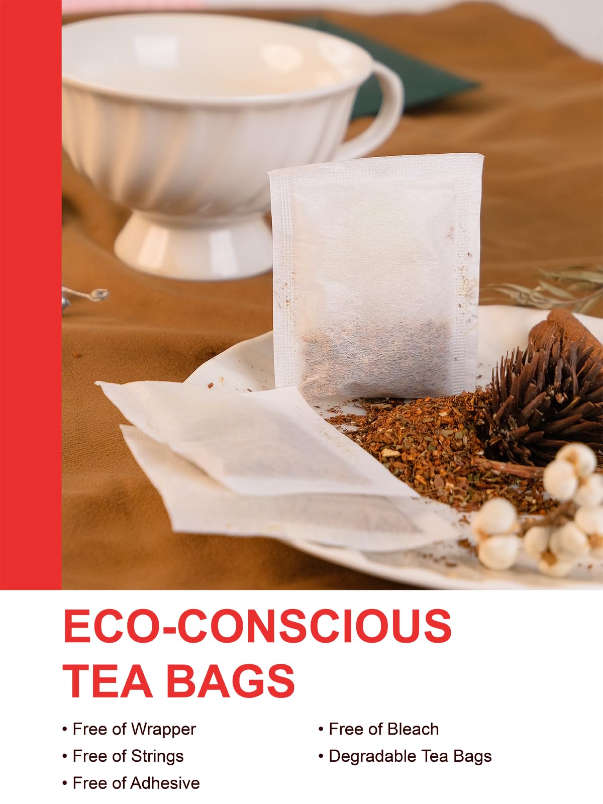 TeeLux Chamomile Tea Bags, 1.5g/bag, Pure Natural Chamomile Flowers Herbal Tea, Caffeine Free, 100 Count