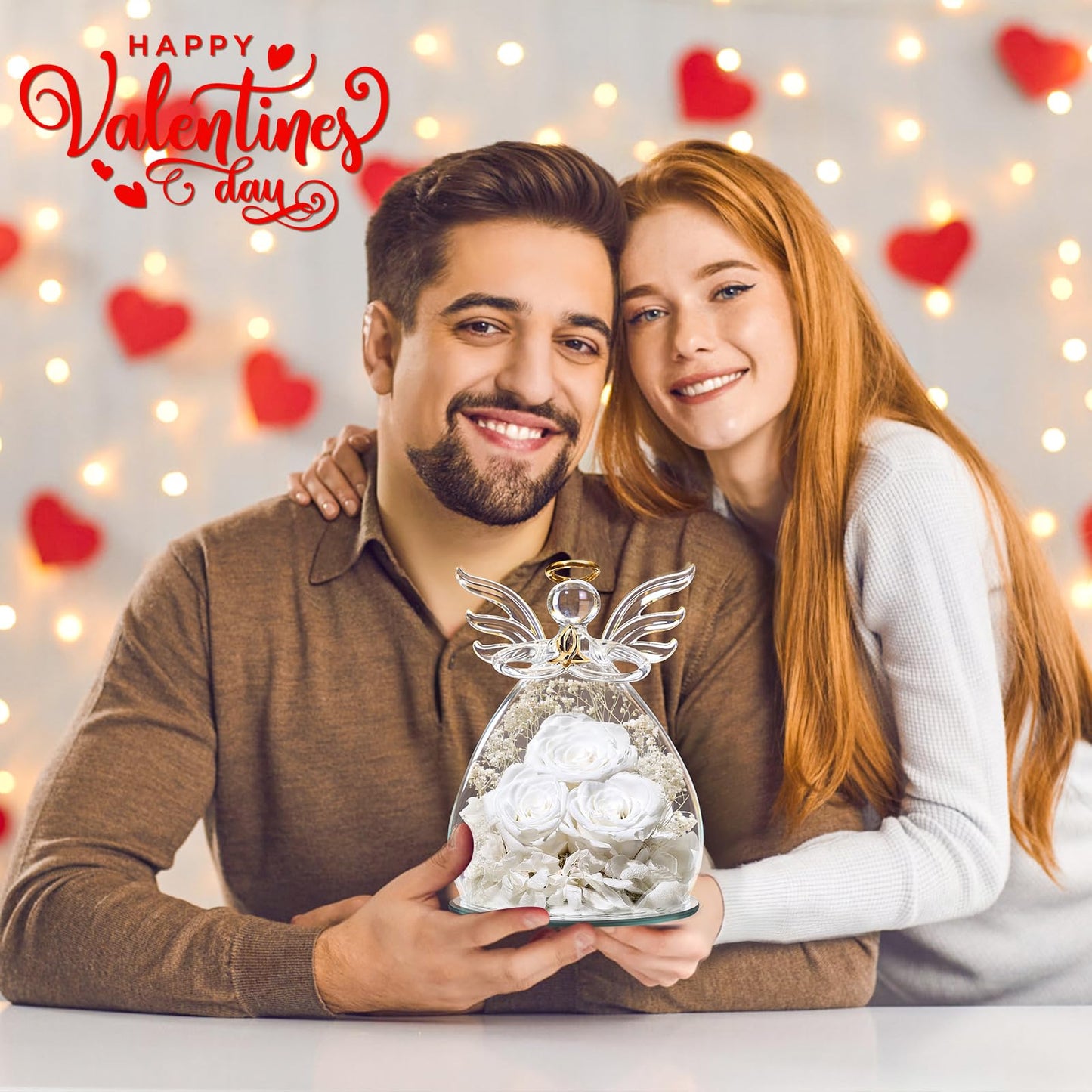 Beferr Mothers Day Mom Birthday Gifts for Women, Fresh Flowers for Delivery Forever Preserved Rose in Glass Angel Figurine, Anniversary Christian Real Rose for Grandma Nana Wife Mum from Daughter Son