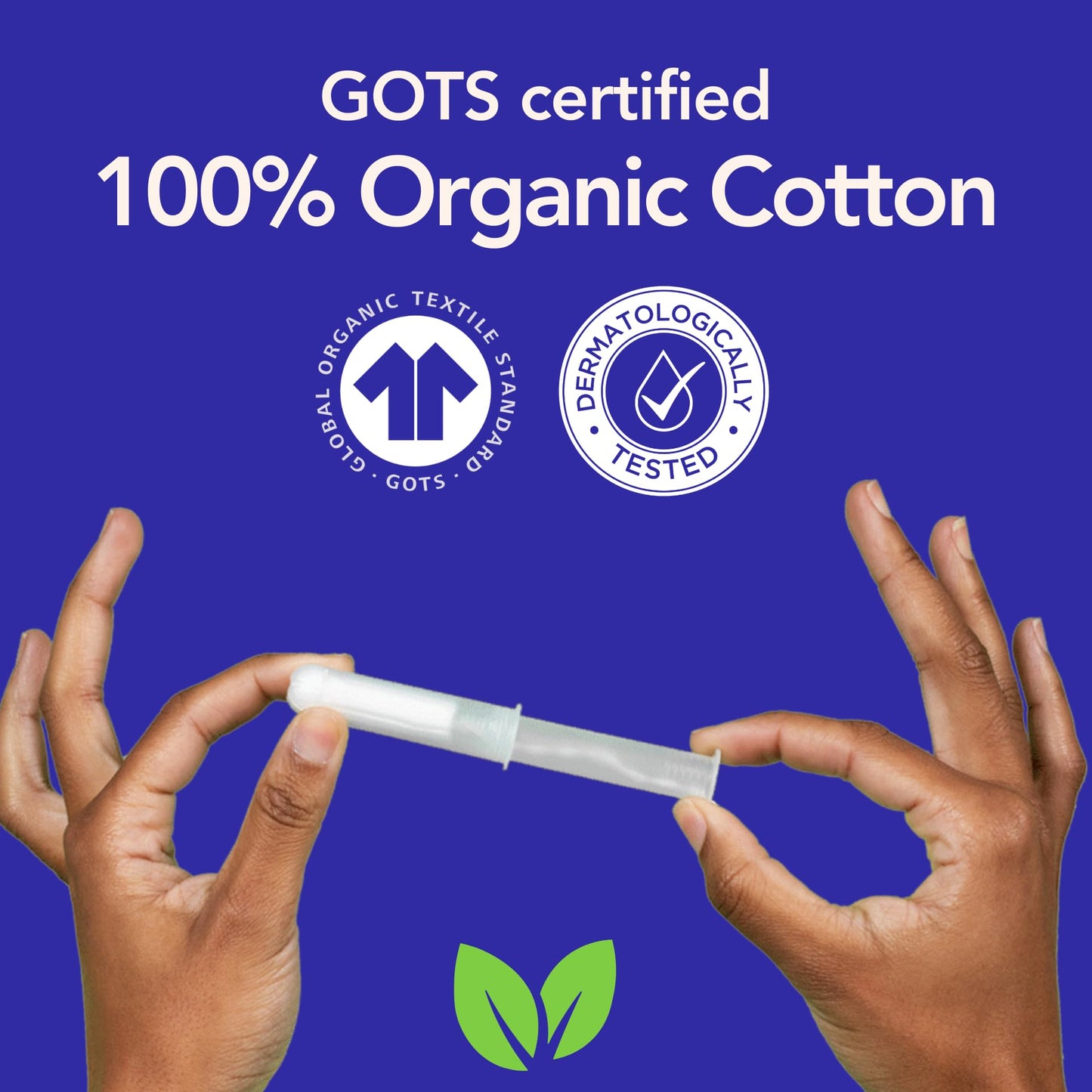 Marlow 100% Organic Cotton Easy Glide Tampons with Compact Plant Based BPA Free Applicator, Chlorine Free, Toxin Free, Hypoallergenic, Dermatologically Tested, Fragrance Free, Super, 18 Count