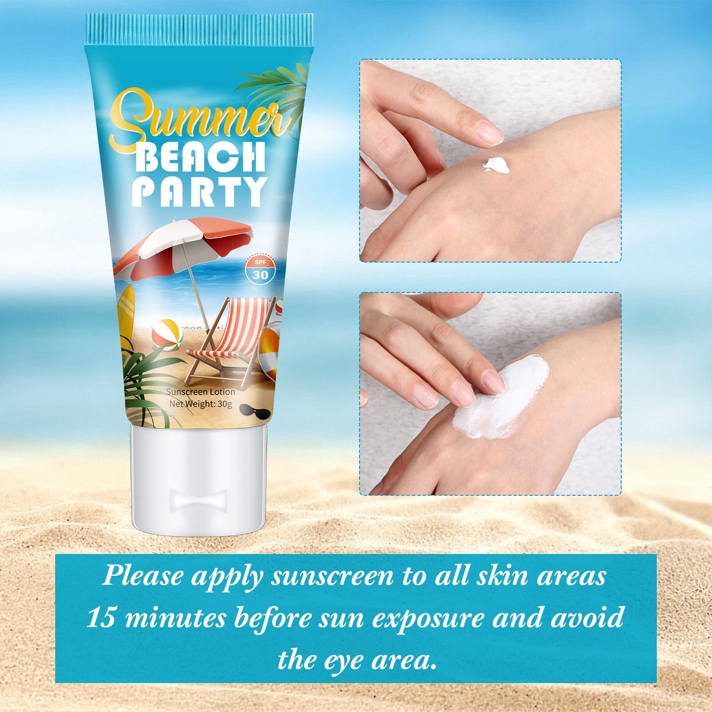 48 Pcs Mini Sunscreen Bulk for Summer Party Wedding SPF 30 Water Resistant Sunscreen Lotion Bulk 1oz Travel Size for Thank You Gifts Wedding Party Supplies (Eucalyptus)