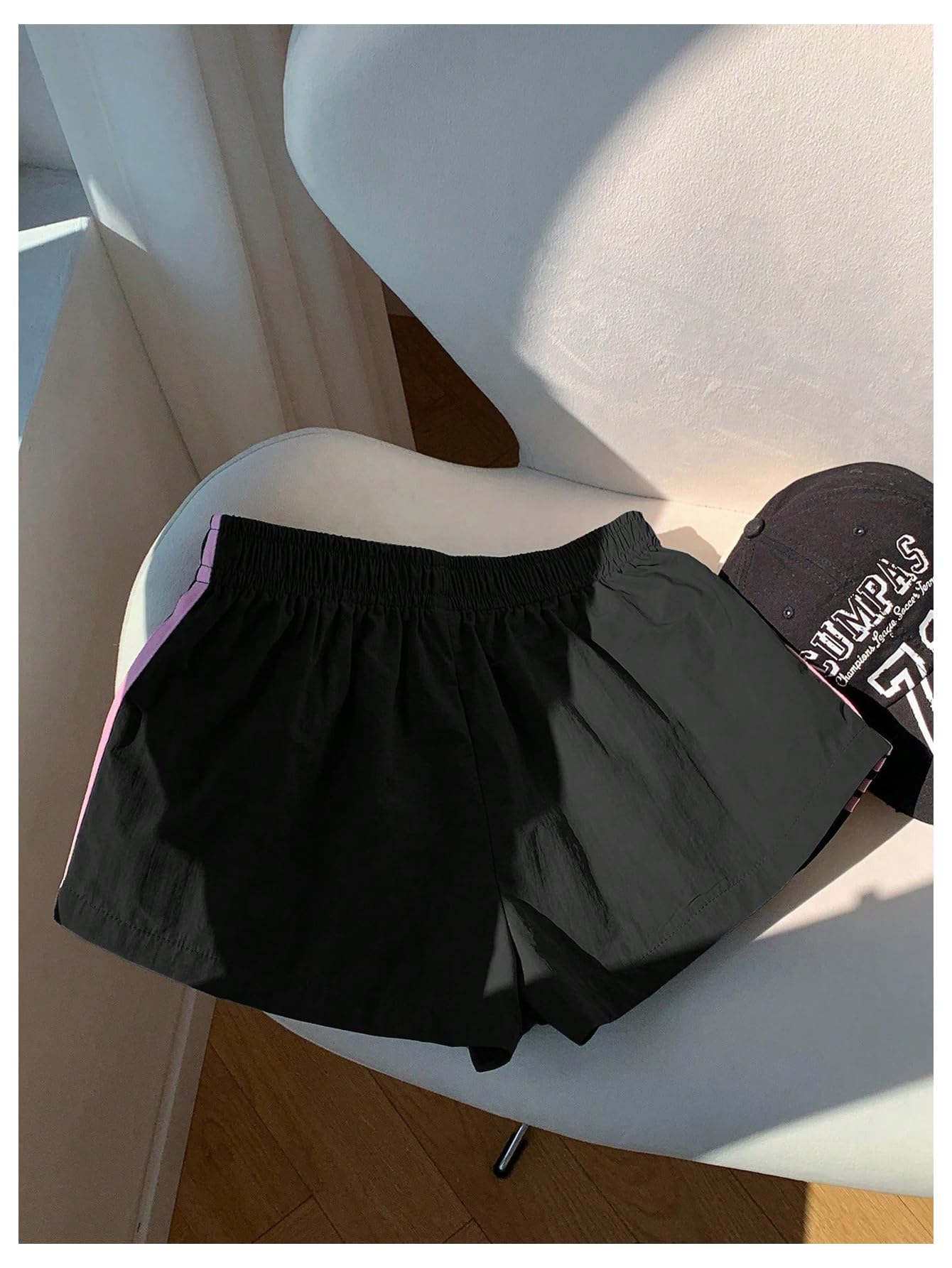 MakeMeChic Women's Striped Summer Shorts Workout Running Shorts Mini Micro Sweat Track Shorts Gym Athletic Wear