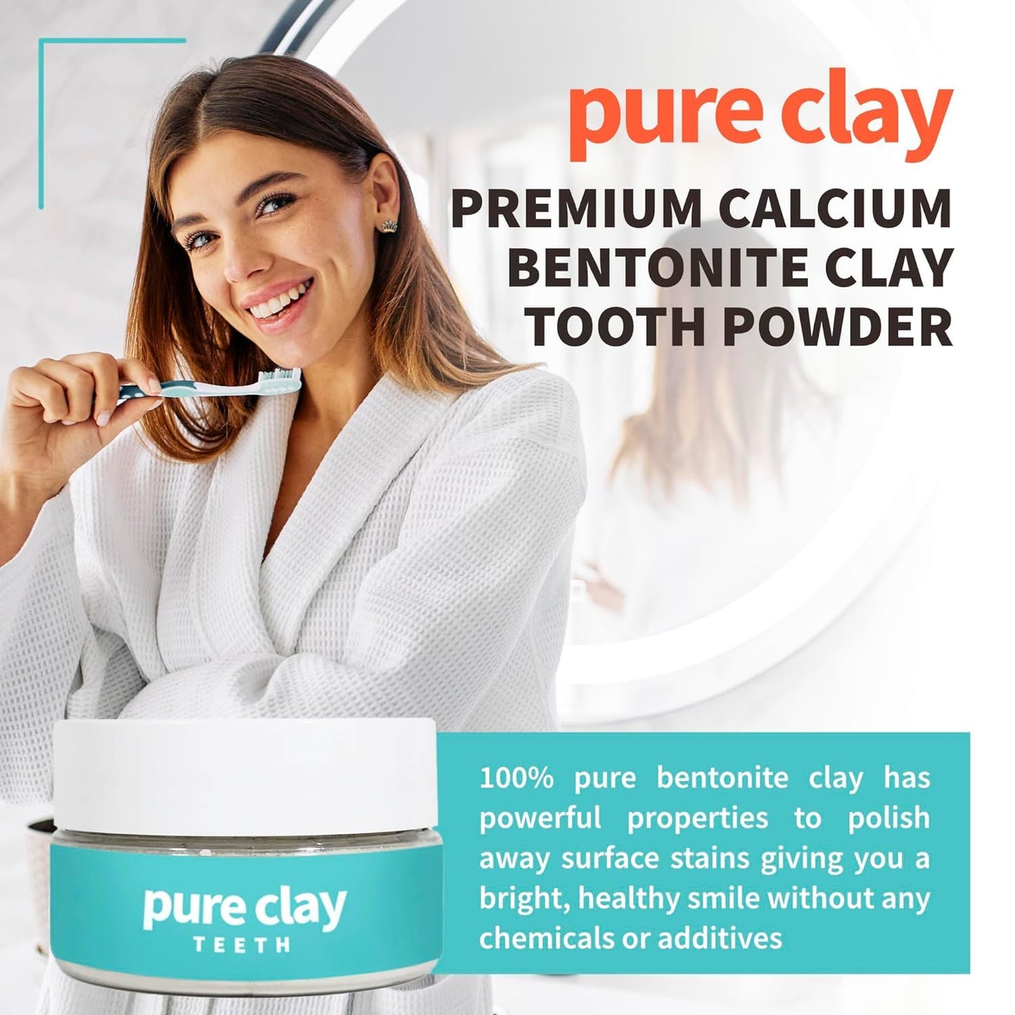 Pure Clay Detox | Therapeutic Grade Calcium Bentonite Clay Powder | GRAS-Affirmed | Indian Healing Face Mask | Deep Pore Cleansing | Body Wrap Hair Mask Bath | Ultra Fine | 16 oz | Acne Oily Skin Foot