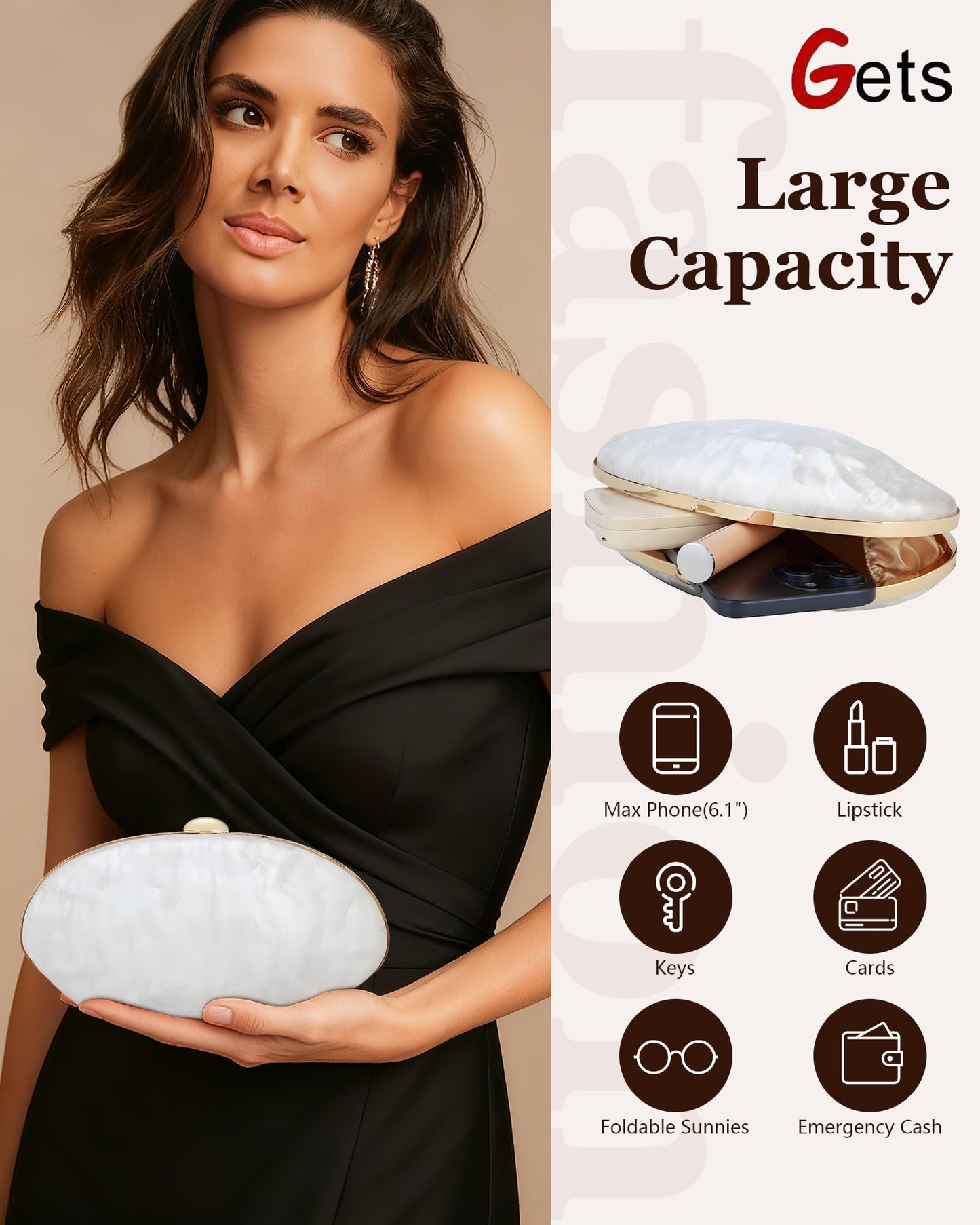 Gets Acrylic Clutch Purses for Women with Marbling Purses and Handbags Elegant Banquet Evening Crossbody Bag