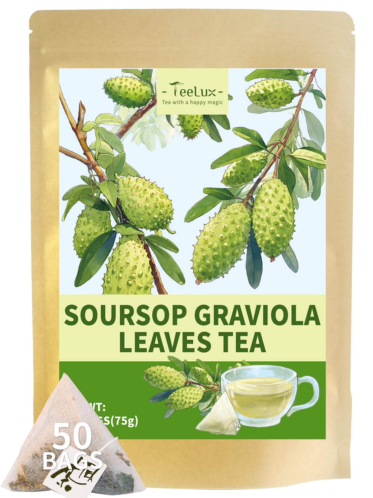 TeeLux Chamomile Tea Bags, 1.5g/bag, Pure Natural Chamomile Flowers Herbal Tea, Caffeine Free, 100 Count