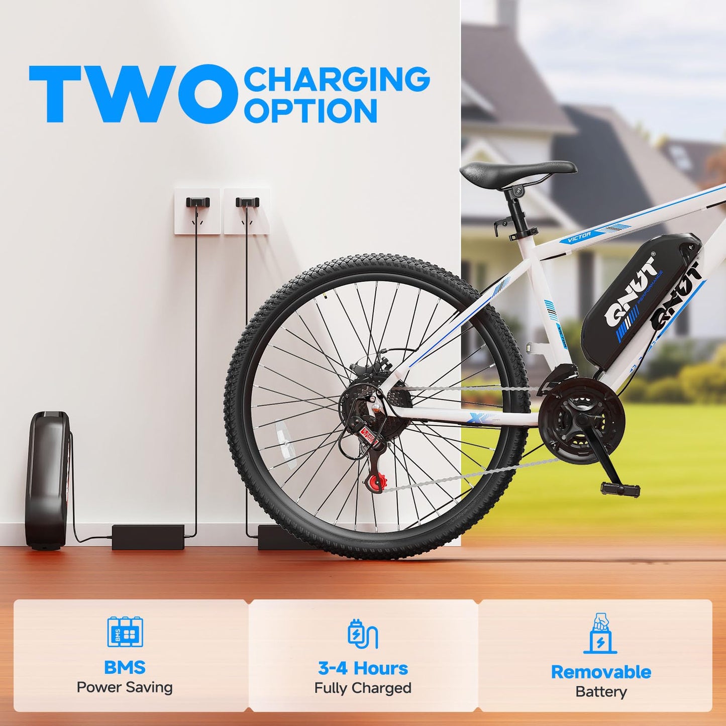 QNUT Electric Bike for Adults with Peak 1000W Motor 26" Victor Mountain Lightweight Ebike, 10.4Ah/7.8Ah Removable Battery Up to 40-60 Miles, 22MPH E Bike Commuter E-MTB for Teens, UL 2849 Certified