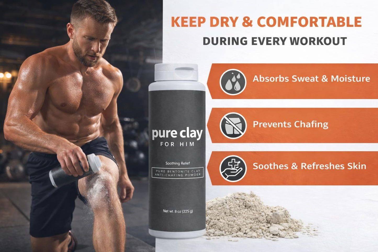Pure Clay Detox | Therapeutic Grade Calcium Bentonite Clay Powder | GRAS-Affirmed | Indian Healing Face Mask | Deep Pore Cleansing | Body Wrap Hair Mask Bath | Ultra Fine | 16 oz | Acne Oily Skin Foot