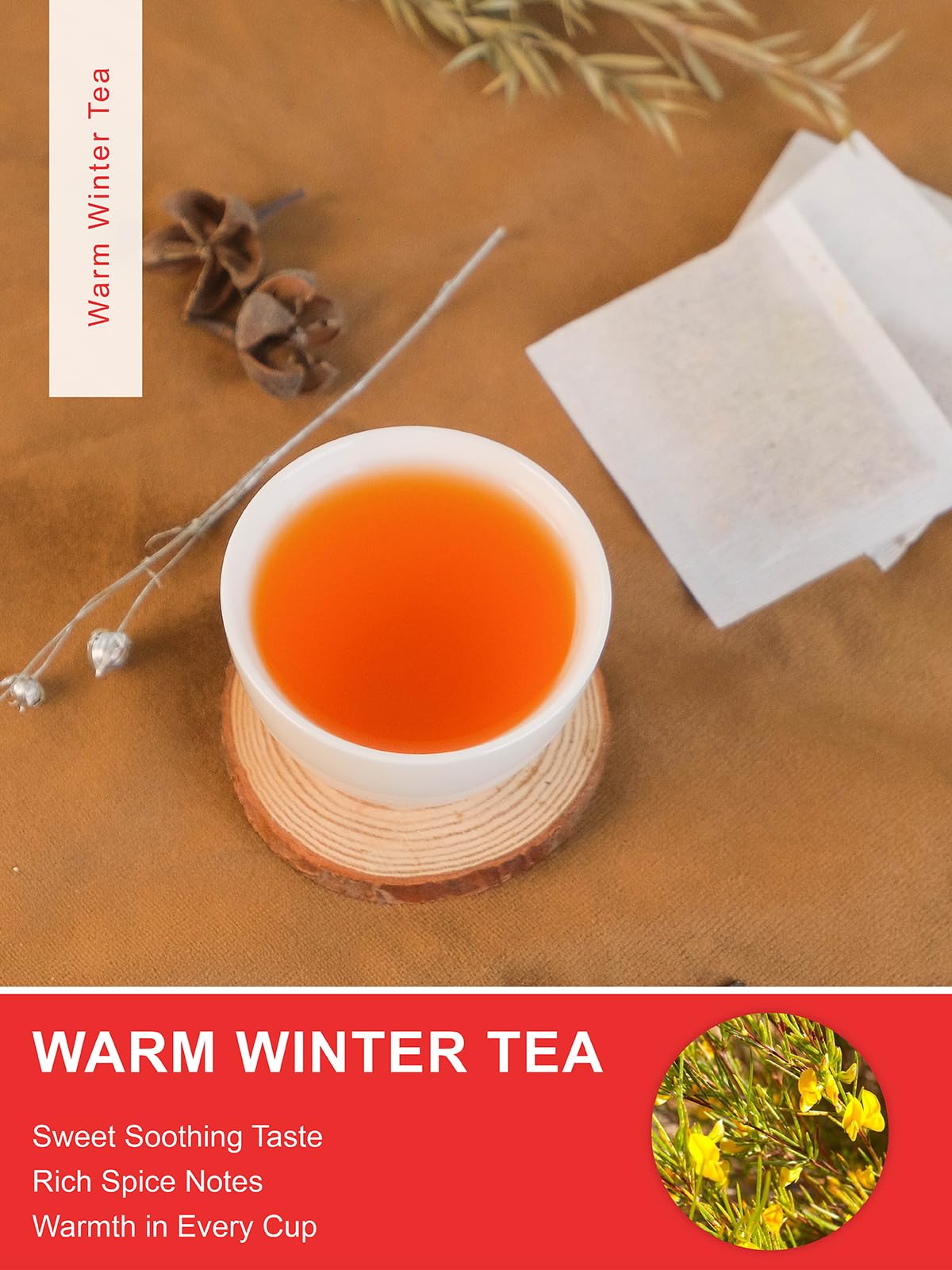 TeeLux Chamomile Tea Bags, 1.5g/bag, Pure Natural Chamomile Flowers Herbal Tea, Caffeine Free, 100 Count