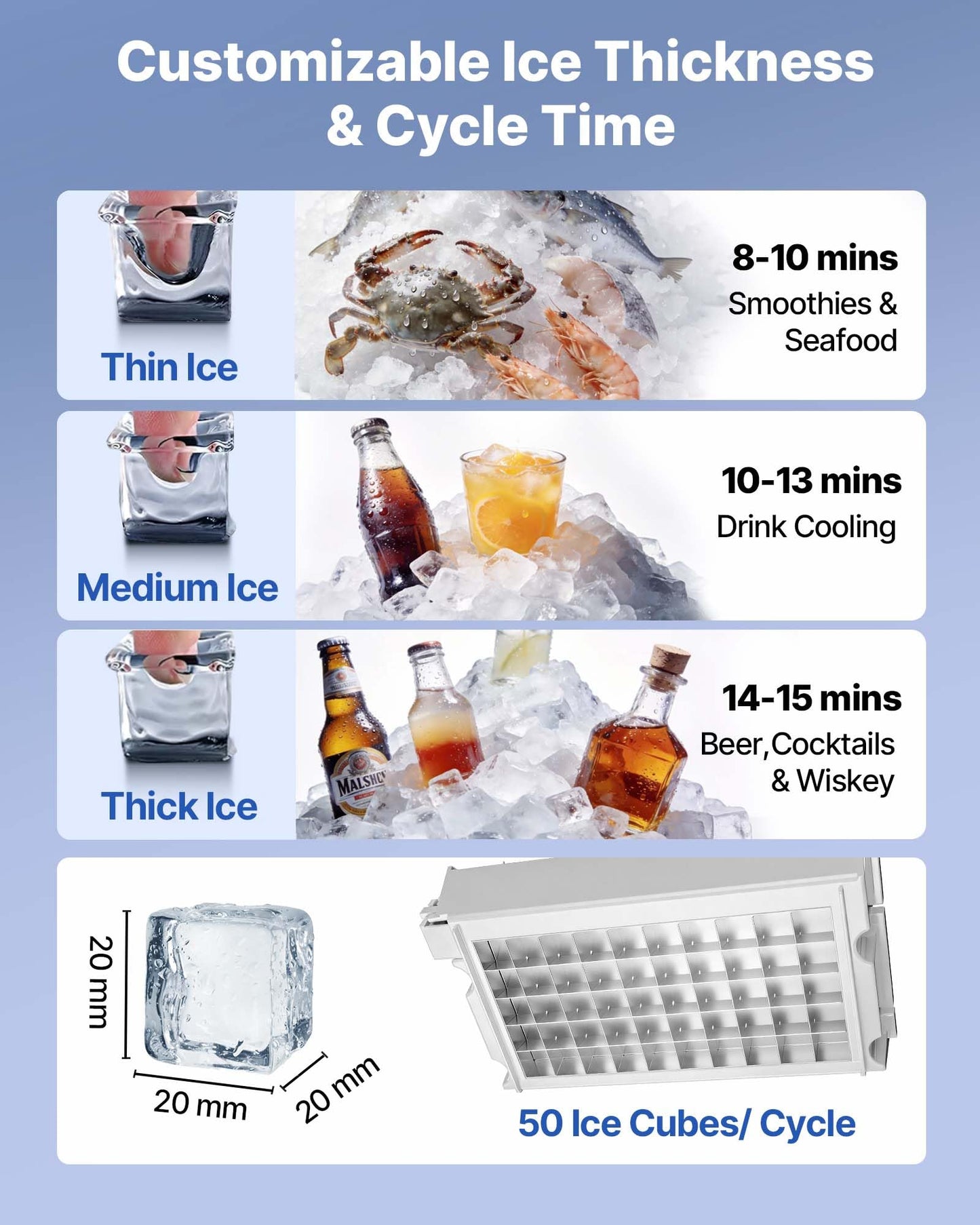 VEVOR Commercial Ice Maker Machine, 265 lbs/24h with 85 lbs Storage Capacity, Built-in/Freestanding/Under Counter, Stainless Steel Ice Maker with LED Display & Self-Cleaning, for Home Bar Restaurant