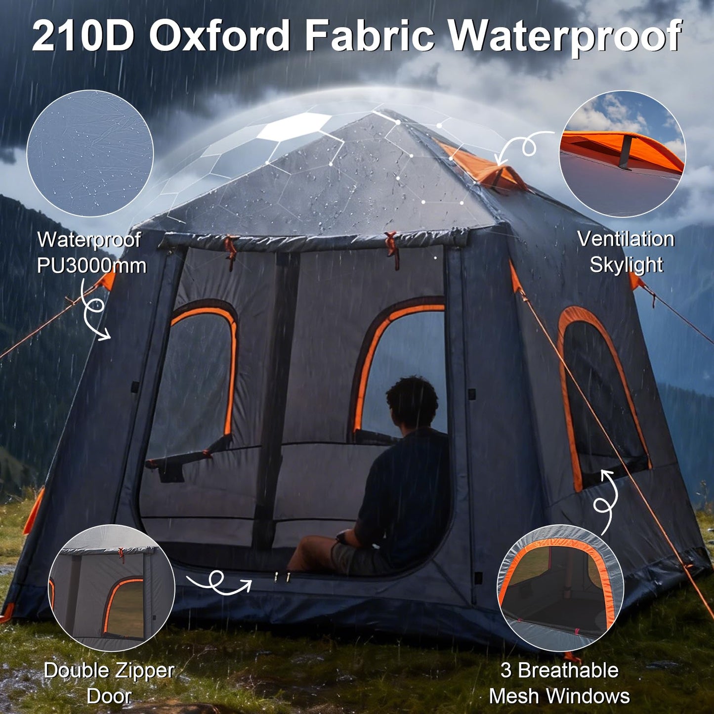 Inflatable Tents for Camping,Easy Blow Up Tent with Hand Pump,4 Seasons Waterproof Air Inflatable Camping Tent House for Family Weekend Camping