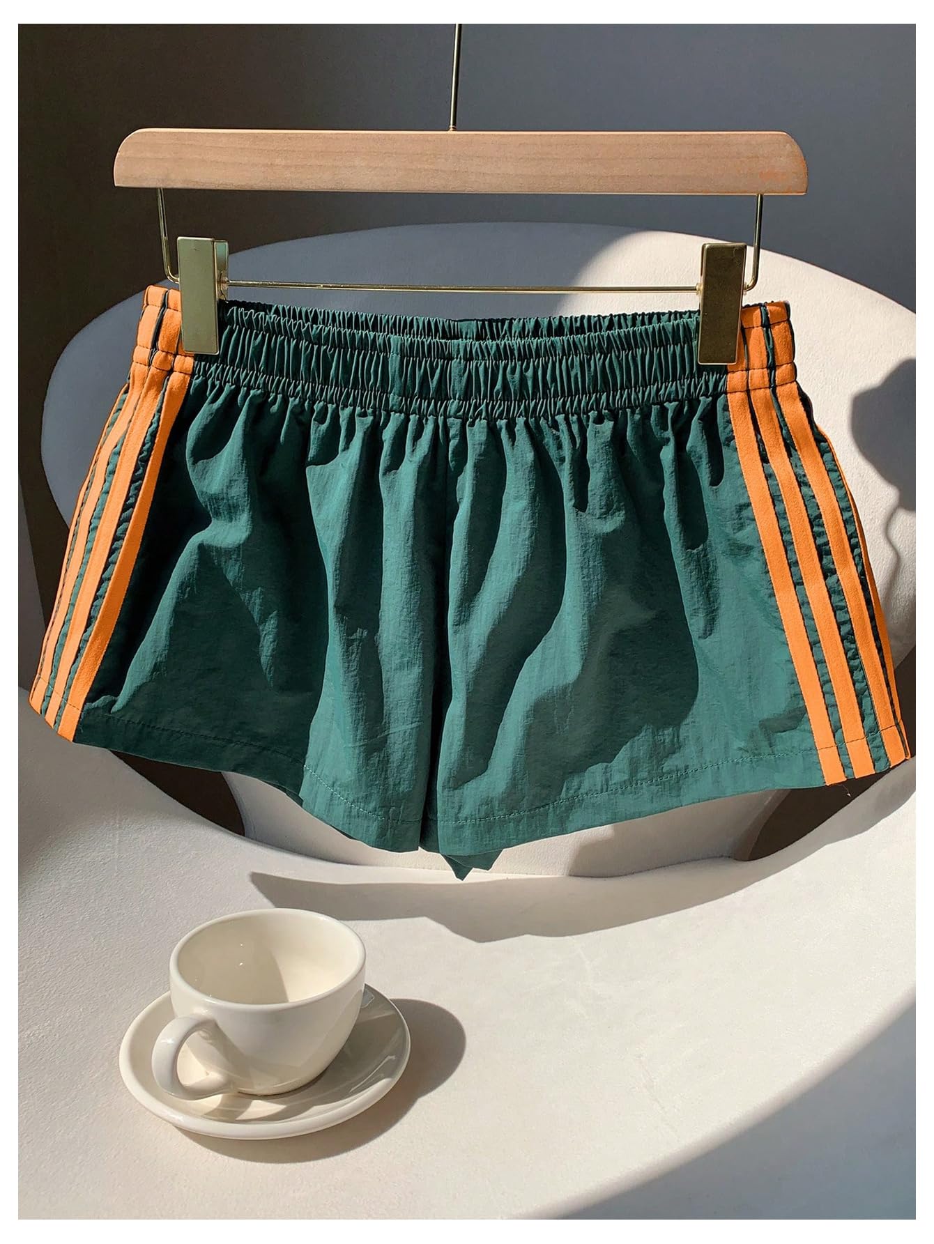 MakeMeChic Women's Striped Summer Shorts Workout Running Shorts Mini Micro Sweat Track Shorts Gym Athletic Wear