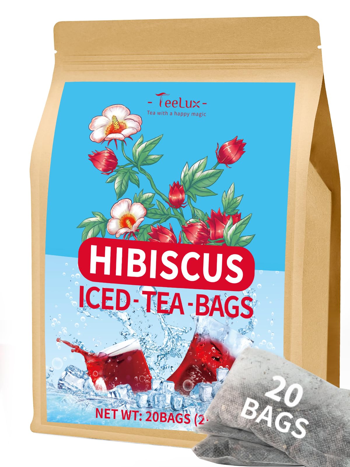 TeeLux Chamomile Tea Bags, 1.5g/bag, Pure Natural Chamomile Flowers Herbal Tea, Caffeine Free, 100 Count