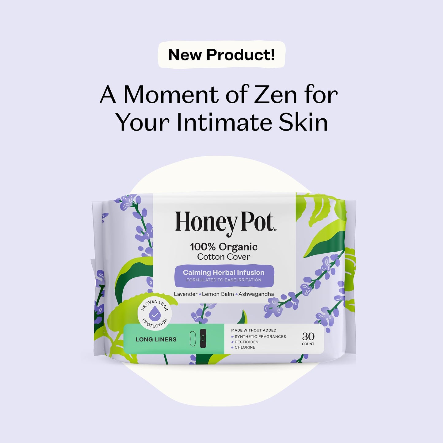 Honey Pot - Calming Herbal Super Sanitary Pads for Women - 100% Organic Cotton Top Sheet - Feminine Care - Non Cooling - Calming Herbs of Lavender, Ashwagandha, & Lemon Balm - 16ct