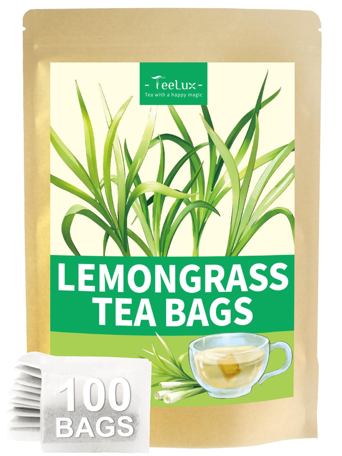 TeeLux Chamomile Tea Bags, 1.5g/bag, Pure Natural Chamomile Flowers Herbal Tea, Caffeine Free, 100 Count