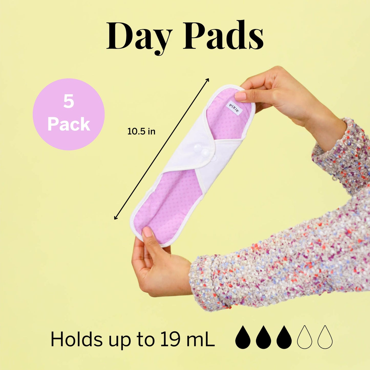 Pixie Cotton Cloth Pads for Feminine Care - 100% Organic Reusable Pads - Ranked 1 for Softest Menstrual Sanitary Napkins - Machine Washable & Includes Free Wet Bag - Menstrual Liner (Regular)