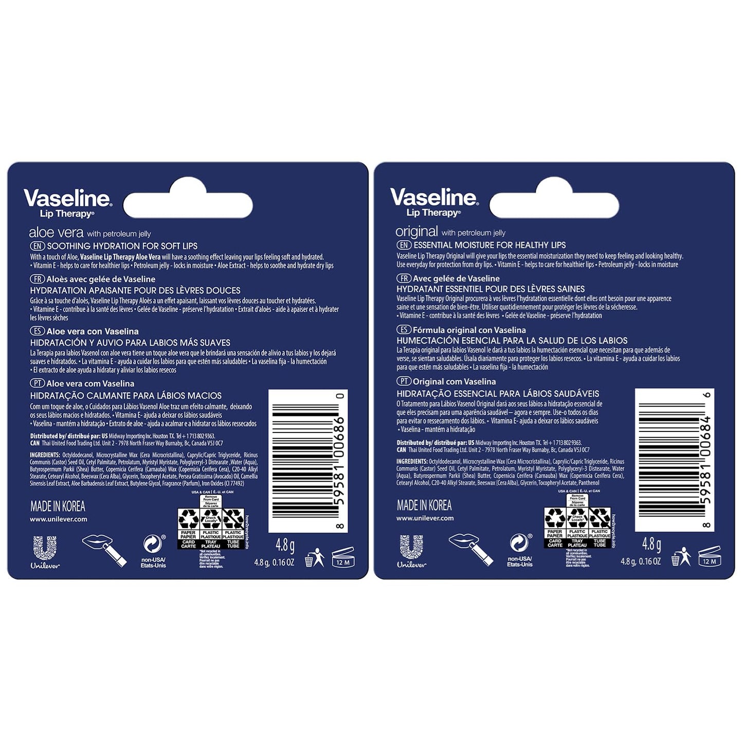 Vaseline Lip Rosy, Fast-Acting Nourishment, Ideal for Chapped, Dry, Cracked, or Damaged Lips, Lip Balm,12 Sticks, 1 Box