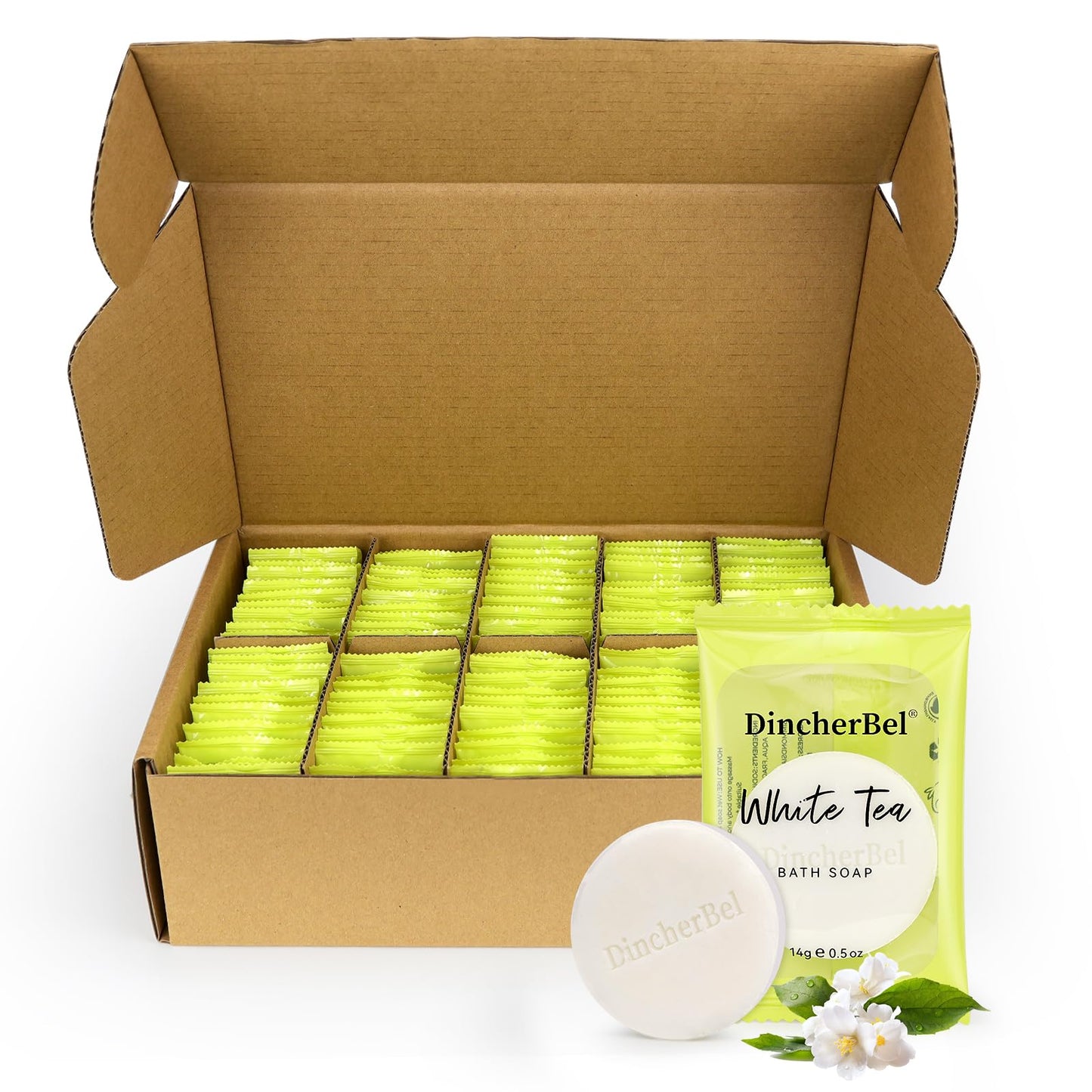 DincherBel 200 Pack 0.5oz Small Soap, Mini Rectangles Cleansing Bars Soap Bulk Travel Size, Individually Wrapped Toiletries Amenities for Hotel, Airbnb, Shelter, Camping and Travel