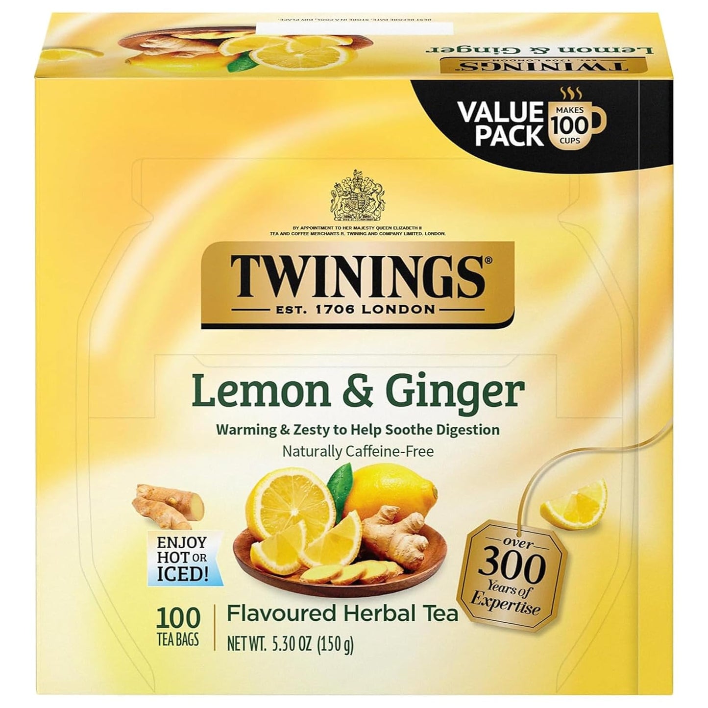 Twinings Pure Green Tea Individually Wrapped Bags, 100 Count (Pack of 1), Smooth & Refreshing, Caffeinated, Enjoy Hot or Iced, 100 Teabags